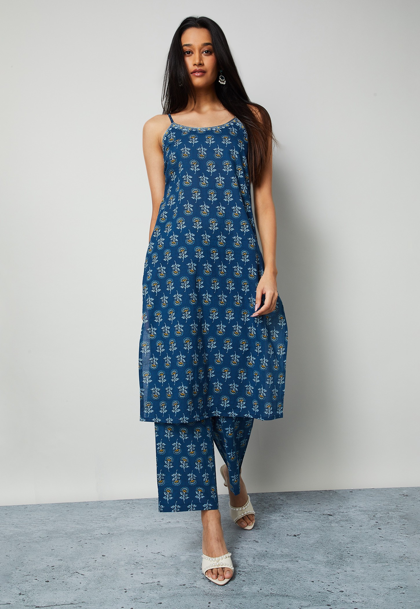 MELANGE Floral Print Straight Kurta Set-picture-16