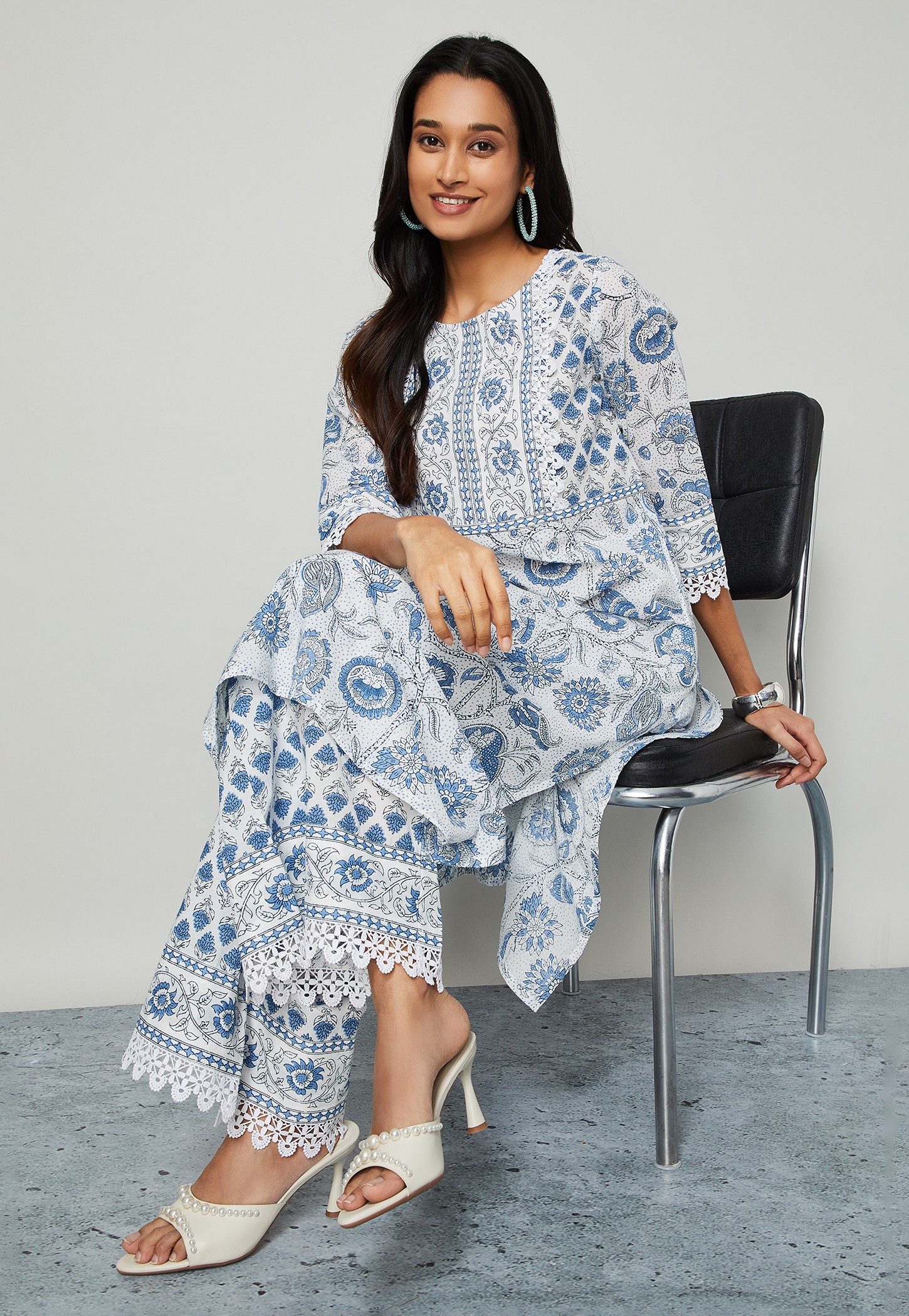 MELANGE Floral Print Straight Kurta Set-picture-49