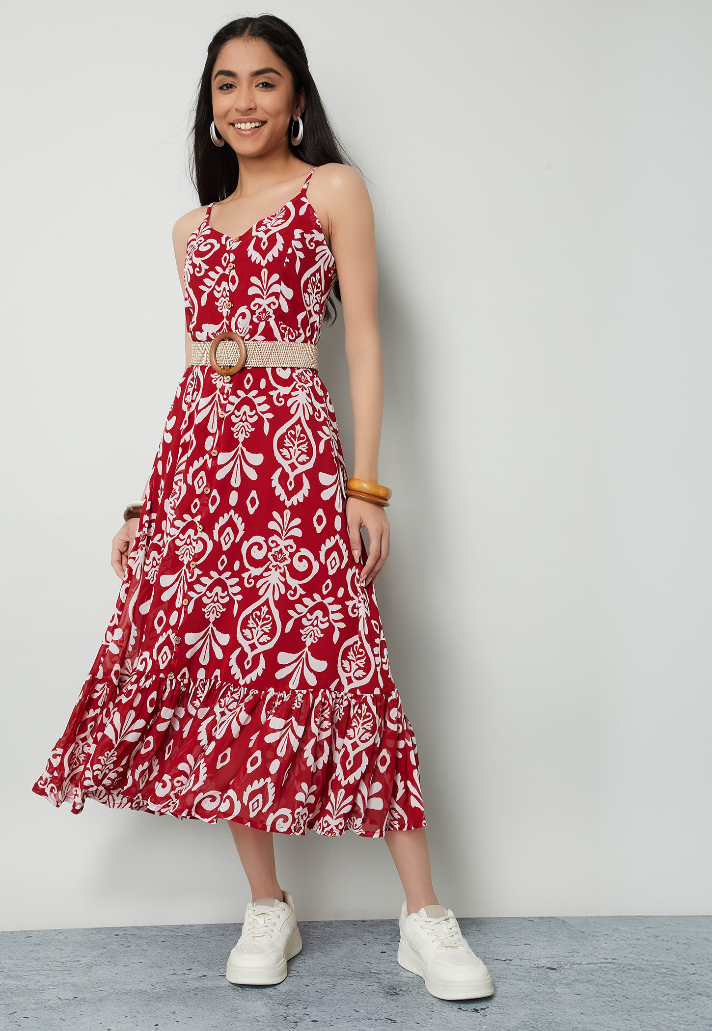 COLOUR ME BY MELANGE Printed Maxi Dress