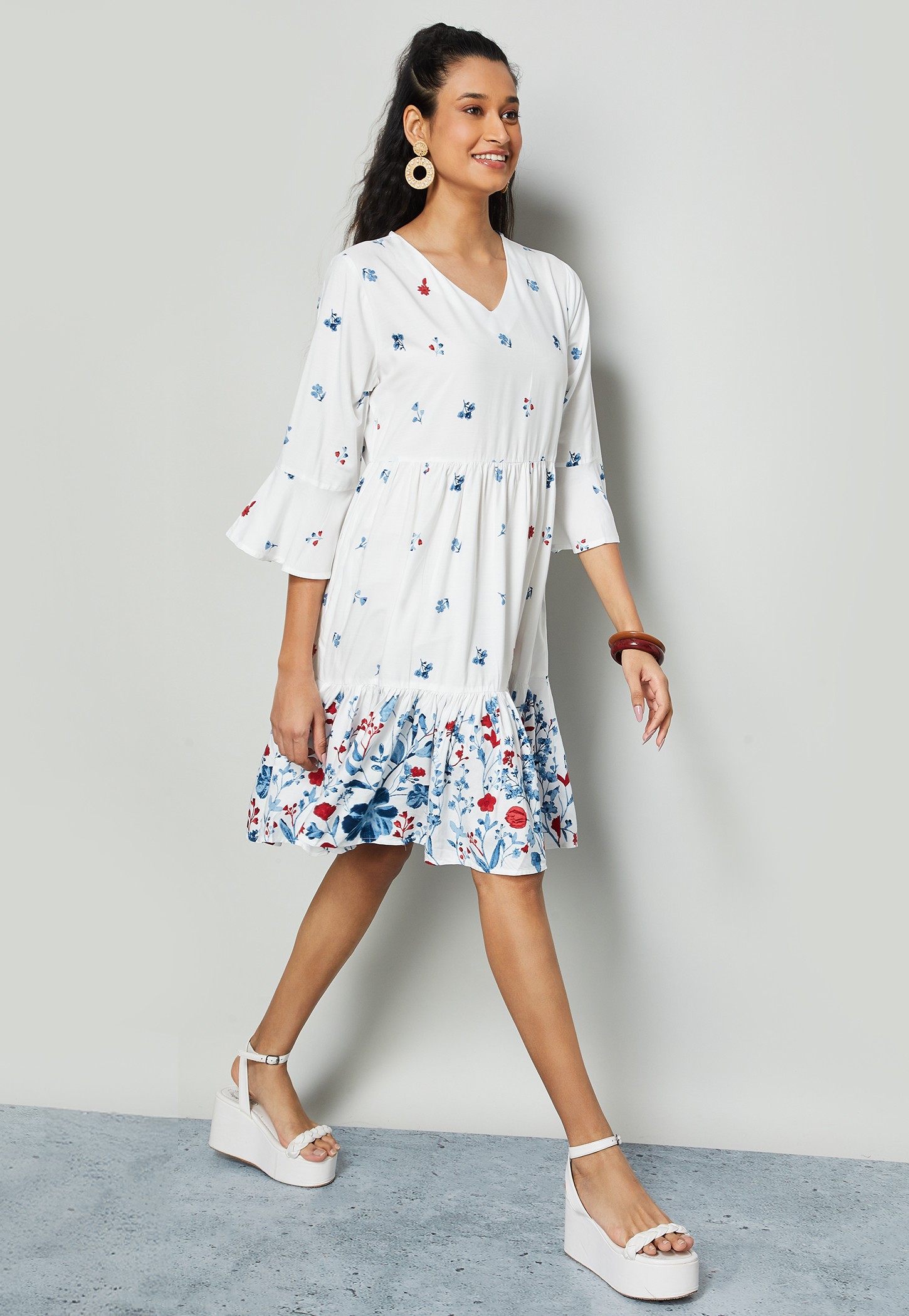 COLOUR ME Floral Print A-line Dress-image-12