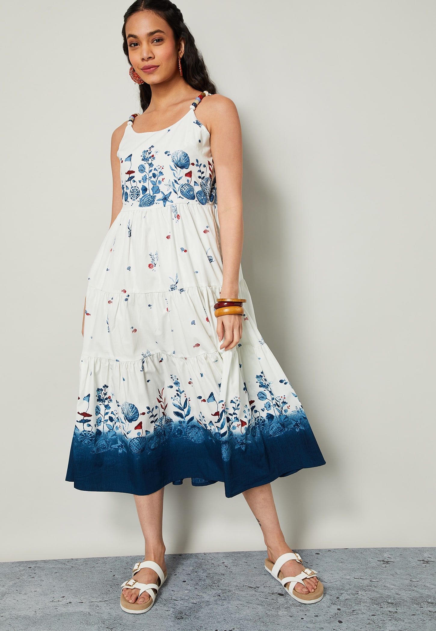 COLOUR ME Floral Print Tiered Midi Dress-picture-41