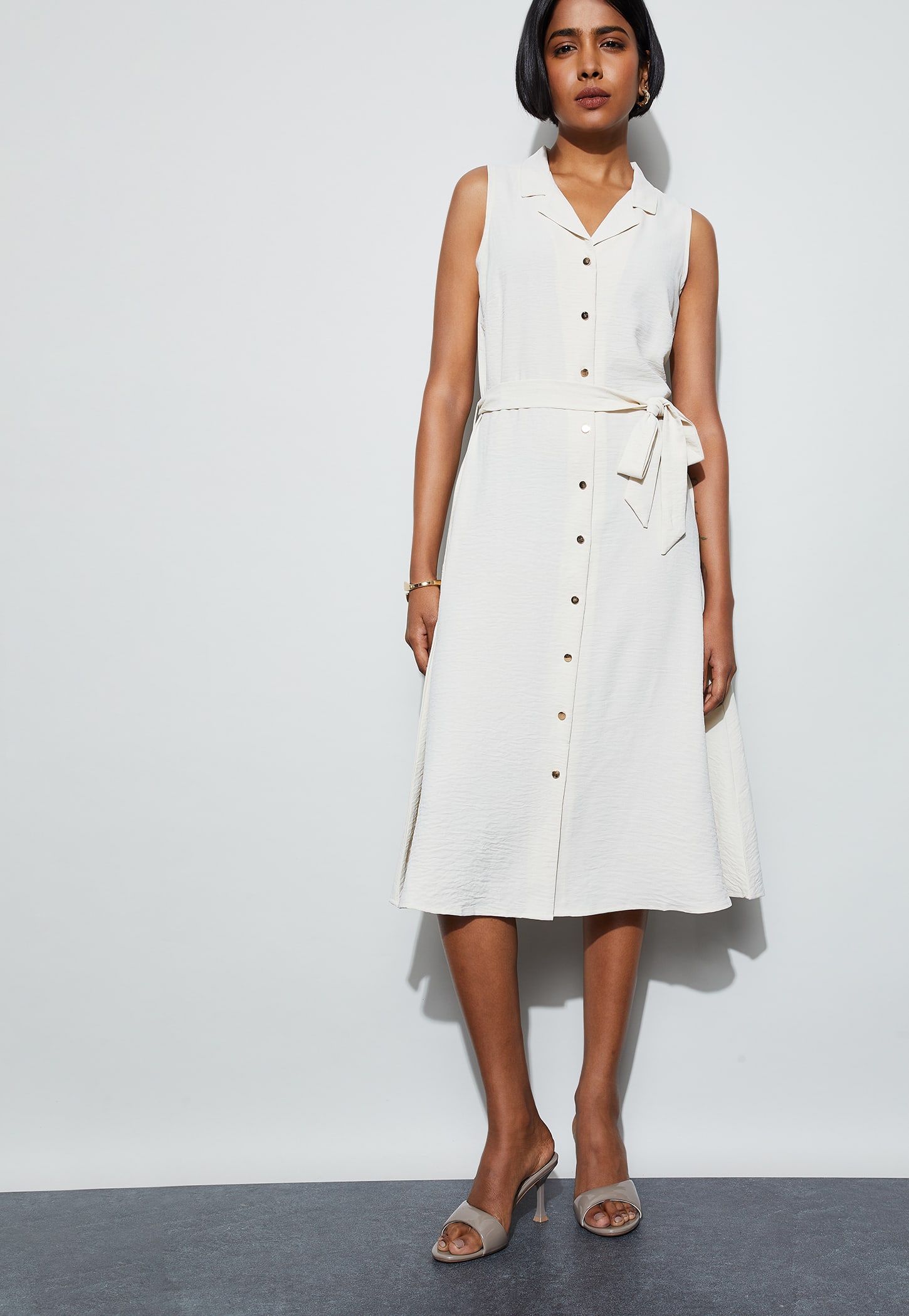CODE Textured Buttoned Midi Dress-picture-20