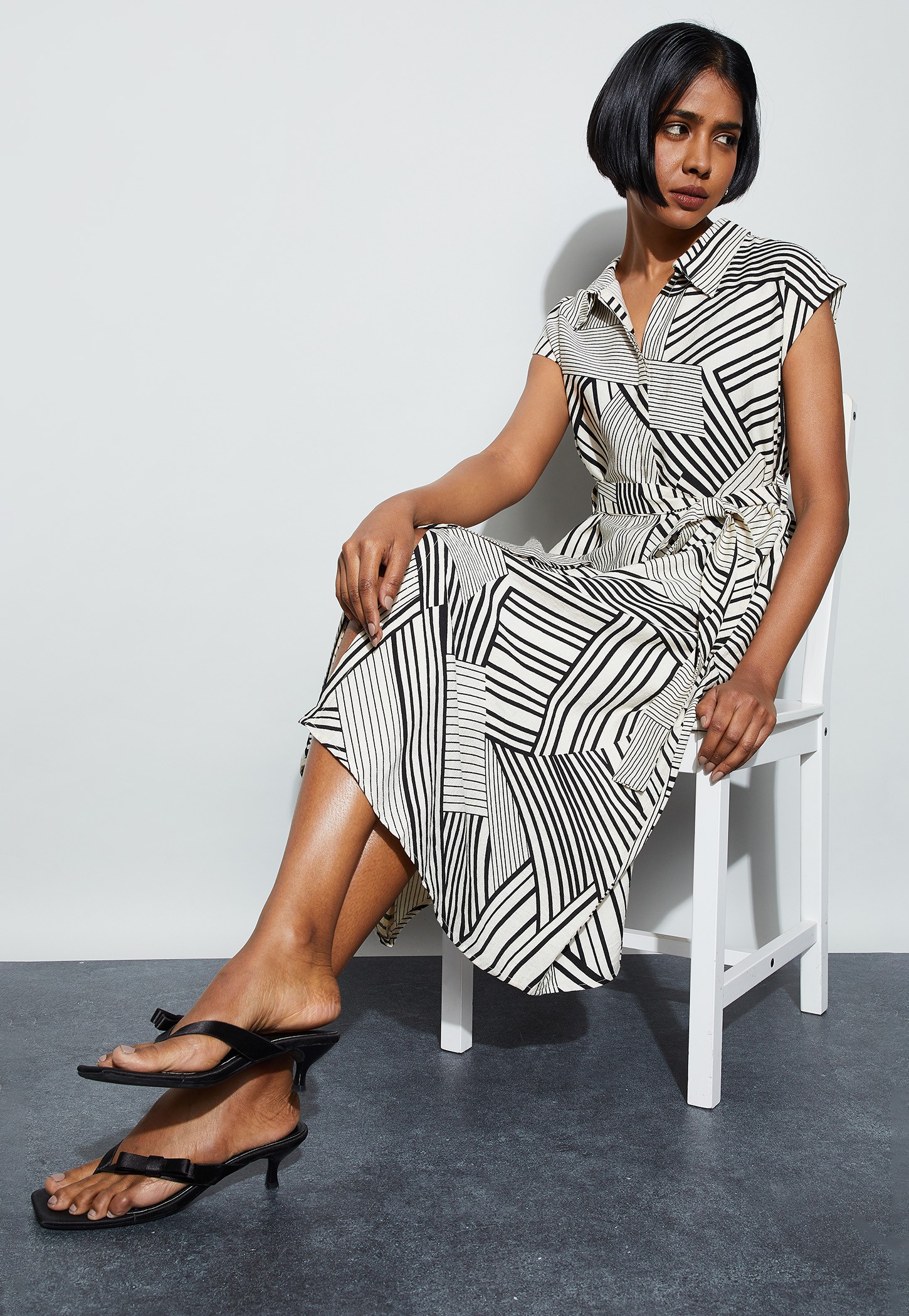 CODE Striped Button Shirt Midi Dress-picture-35