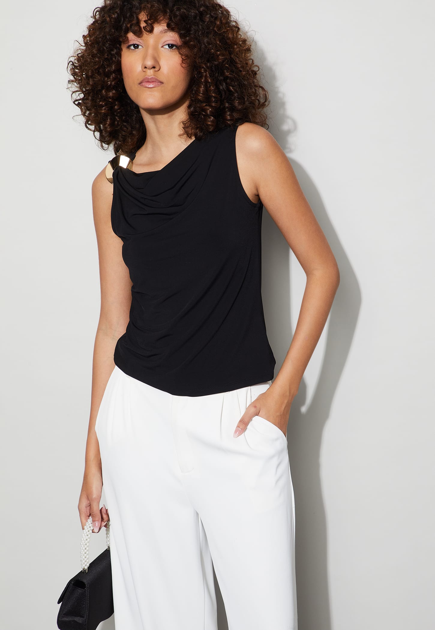 CODE Solid Cowl Neck Top-picture-36