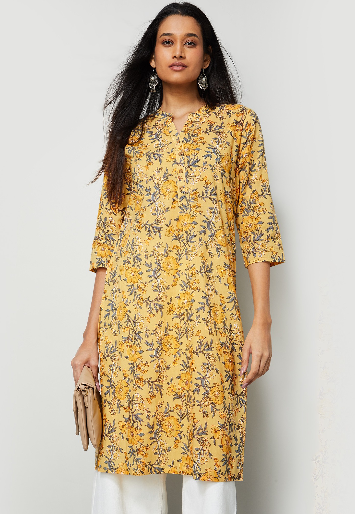 MELANGE Floral Print Straight Kurta-picture-12