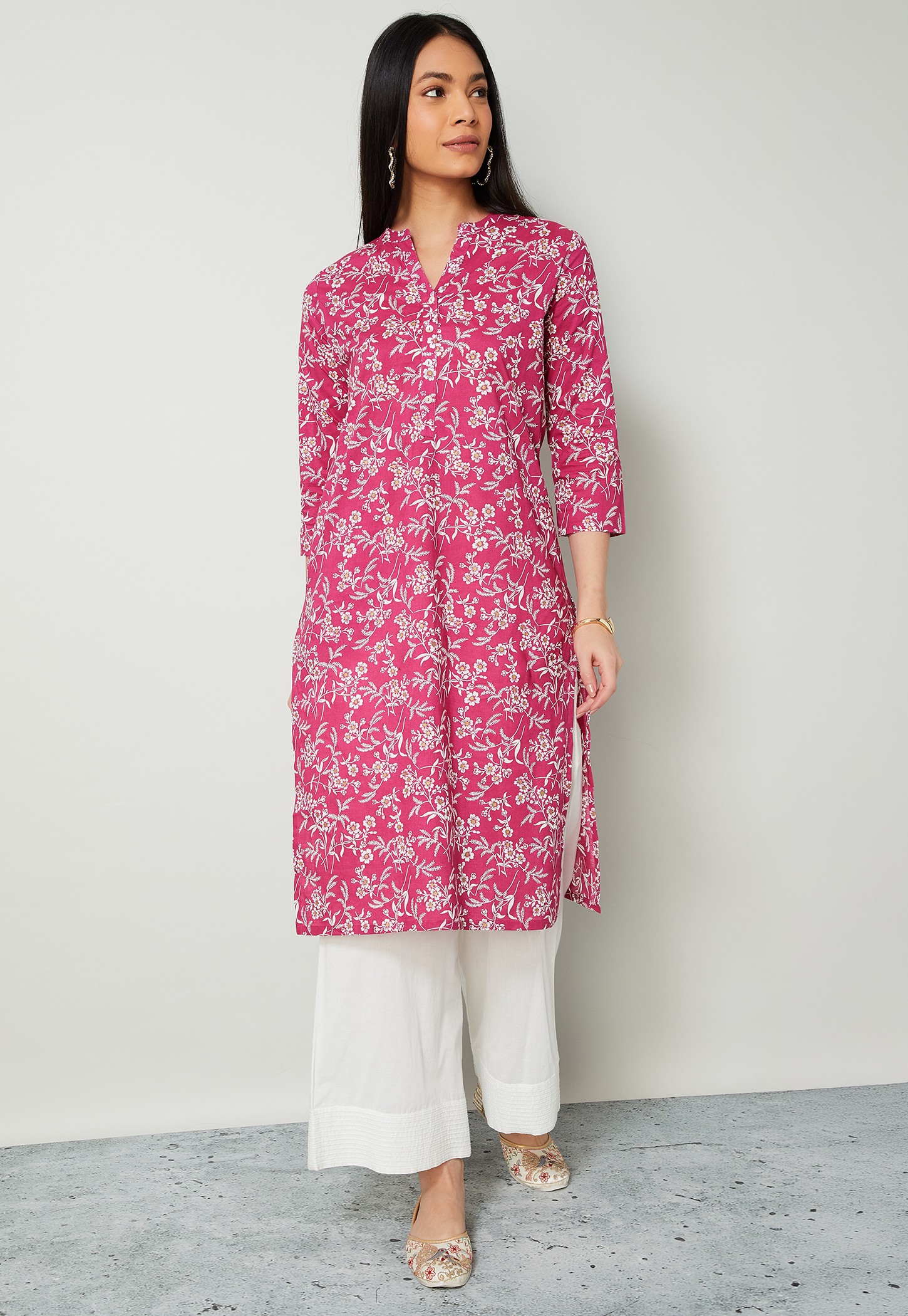 MELANGE Floral Print Straight Kurta-picture-42