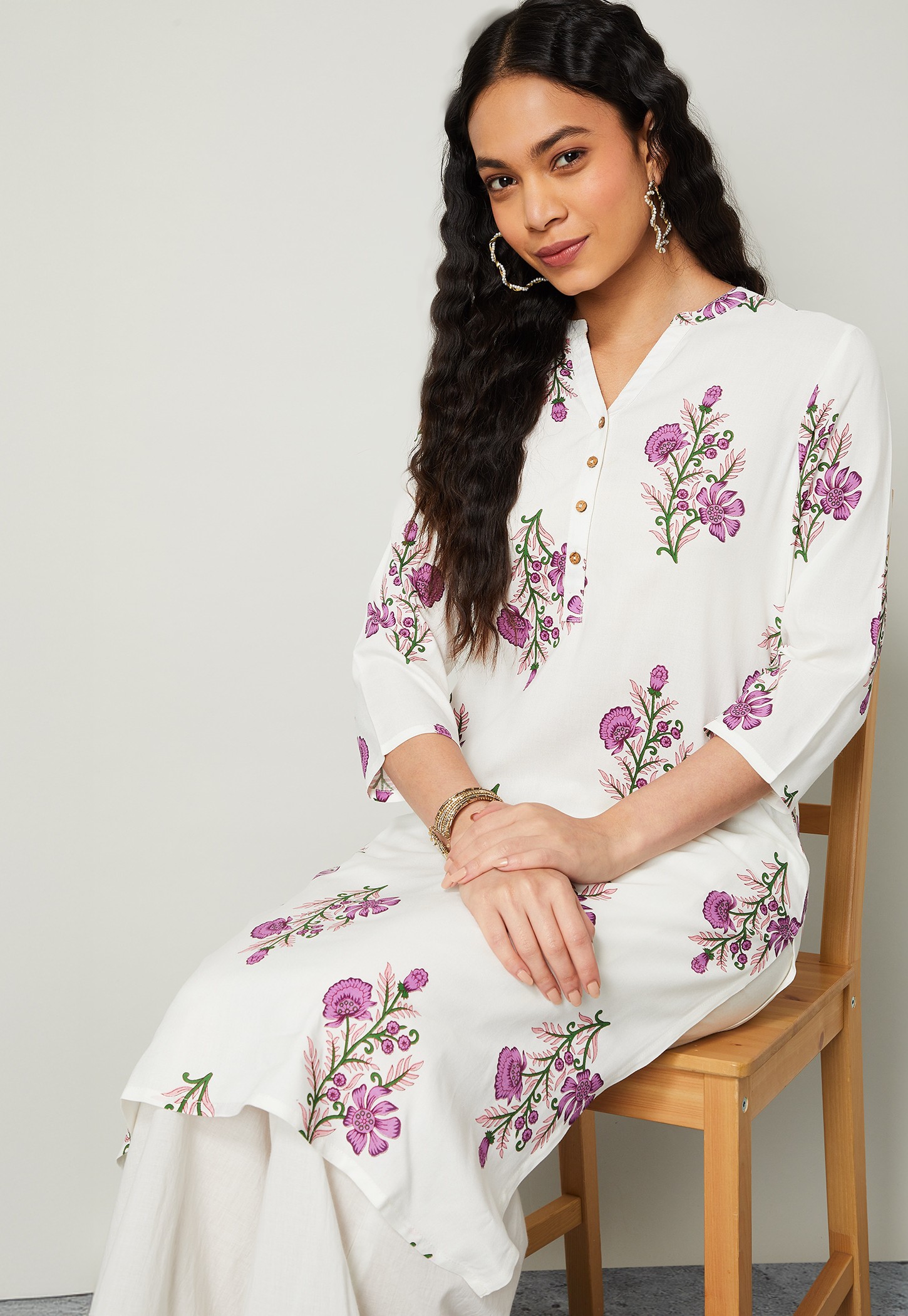 MELANGE Floral Print Straight Kurta-picture-40