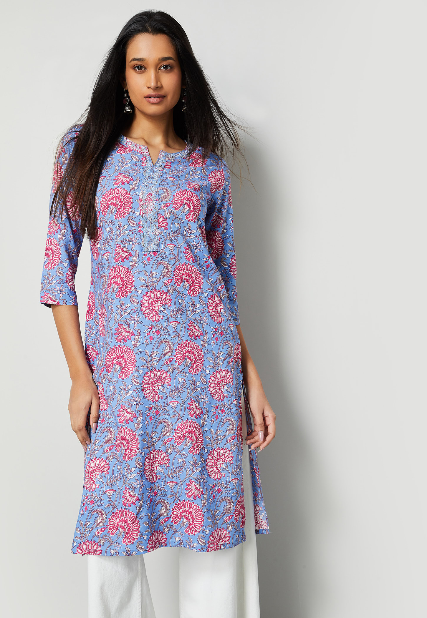 MELANGE Floral Print Straight Kurta-picture-26