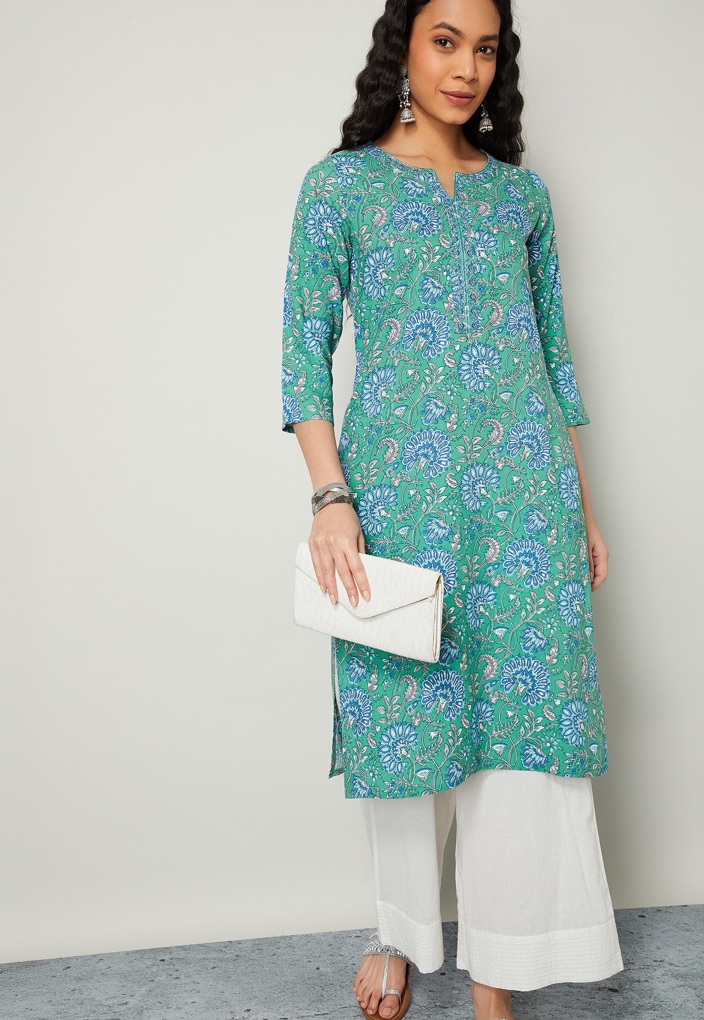 MELANGE Floral Print Straight Kurta-picture-54