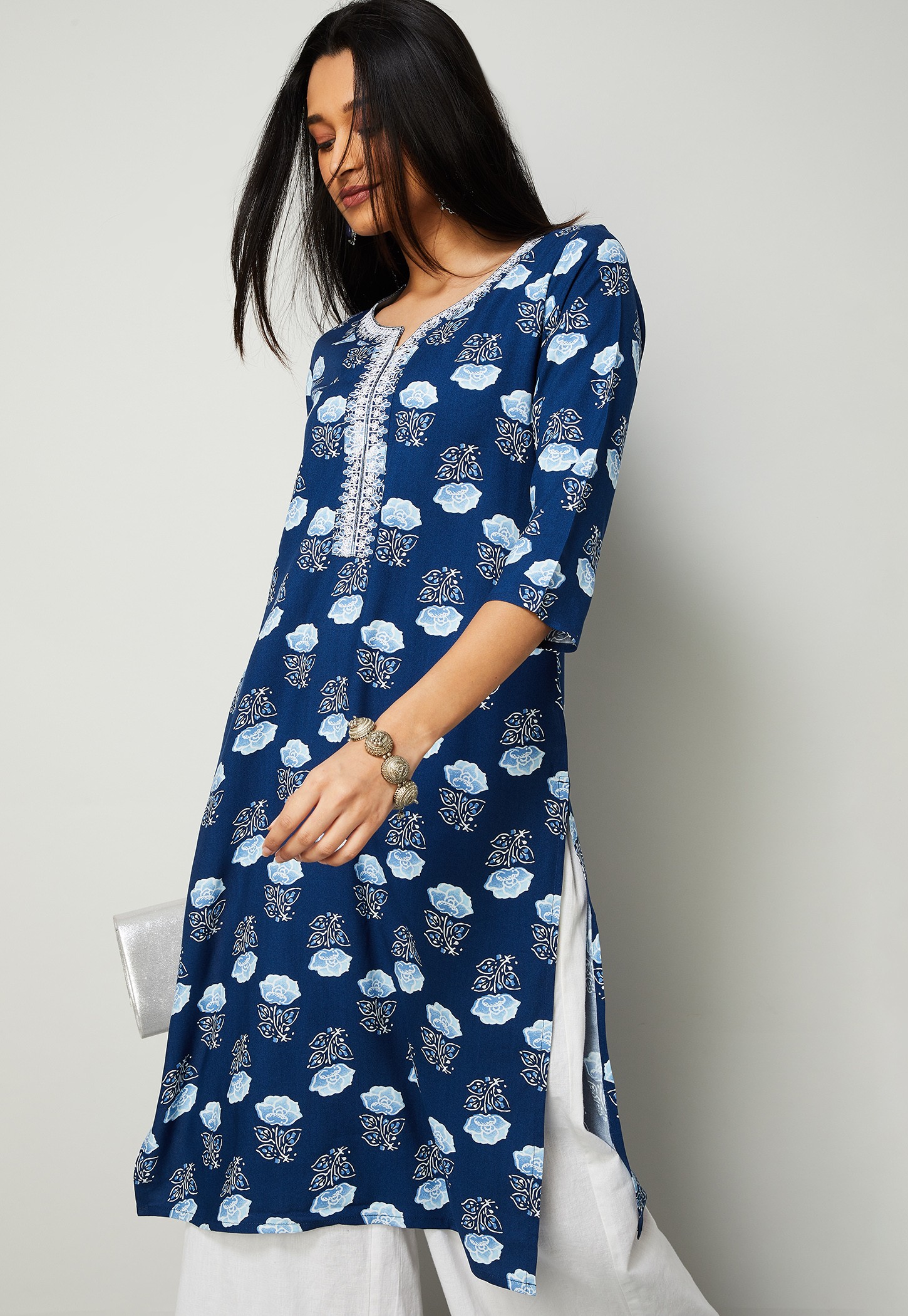 MELANGE Floral Print Straight Kurta-picture-28