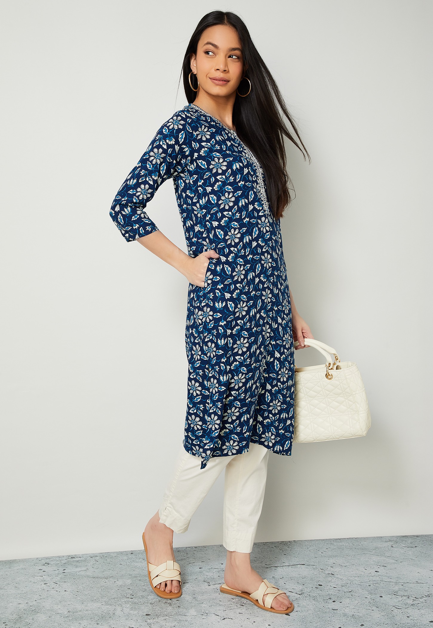 MELANGE Floral Print Straight Kurta-picture-19