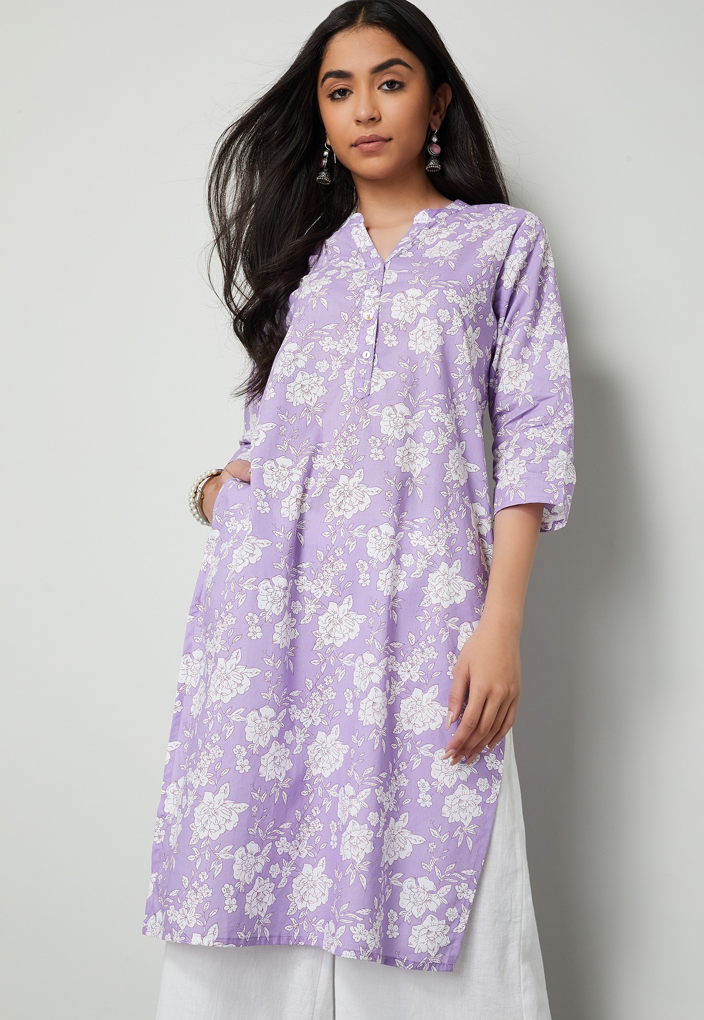 MELANGE Floral Print Straight Kurta-picture-19