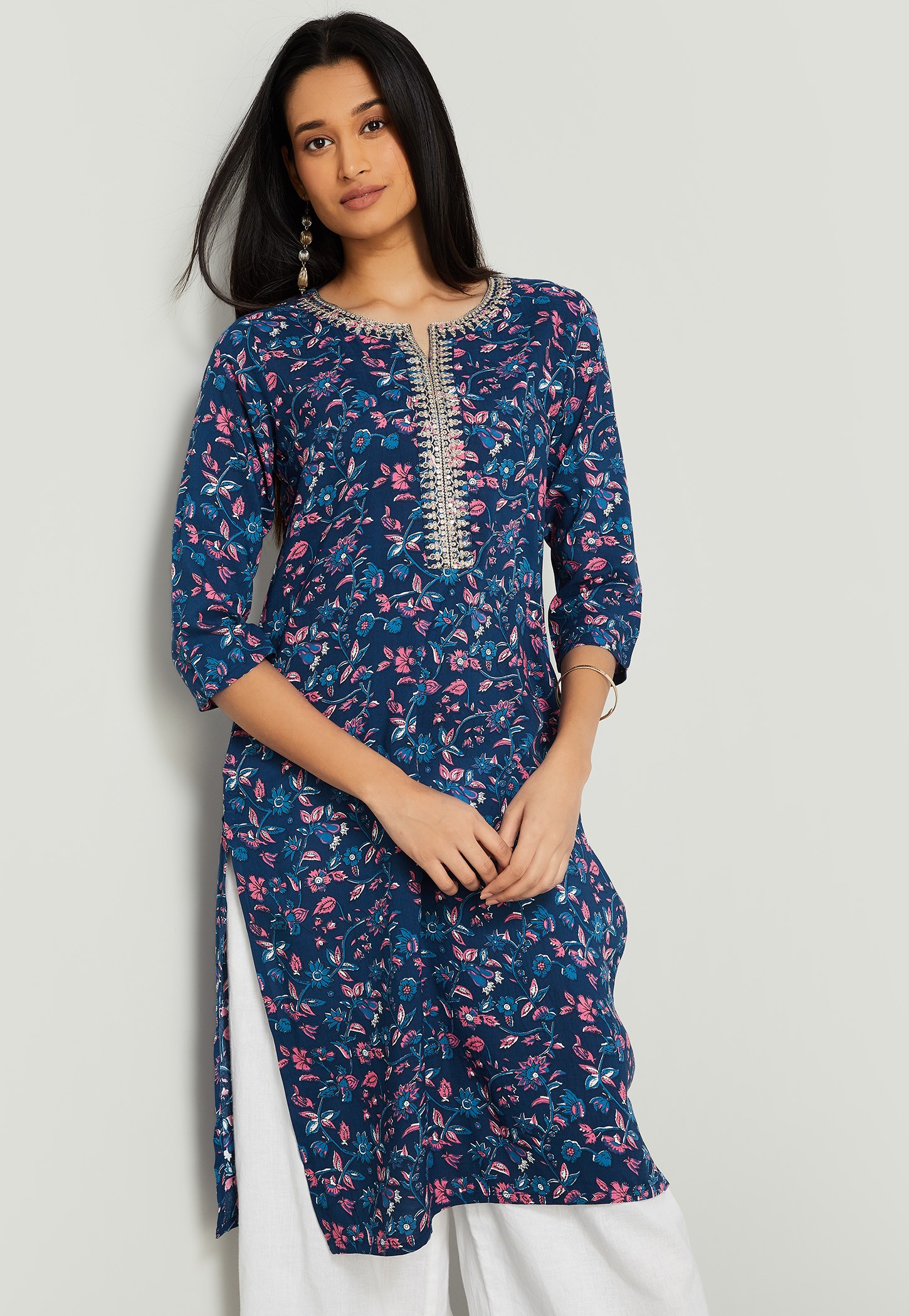 MELANGE Floral Print Straight Kurta-picture-10