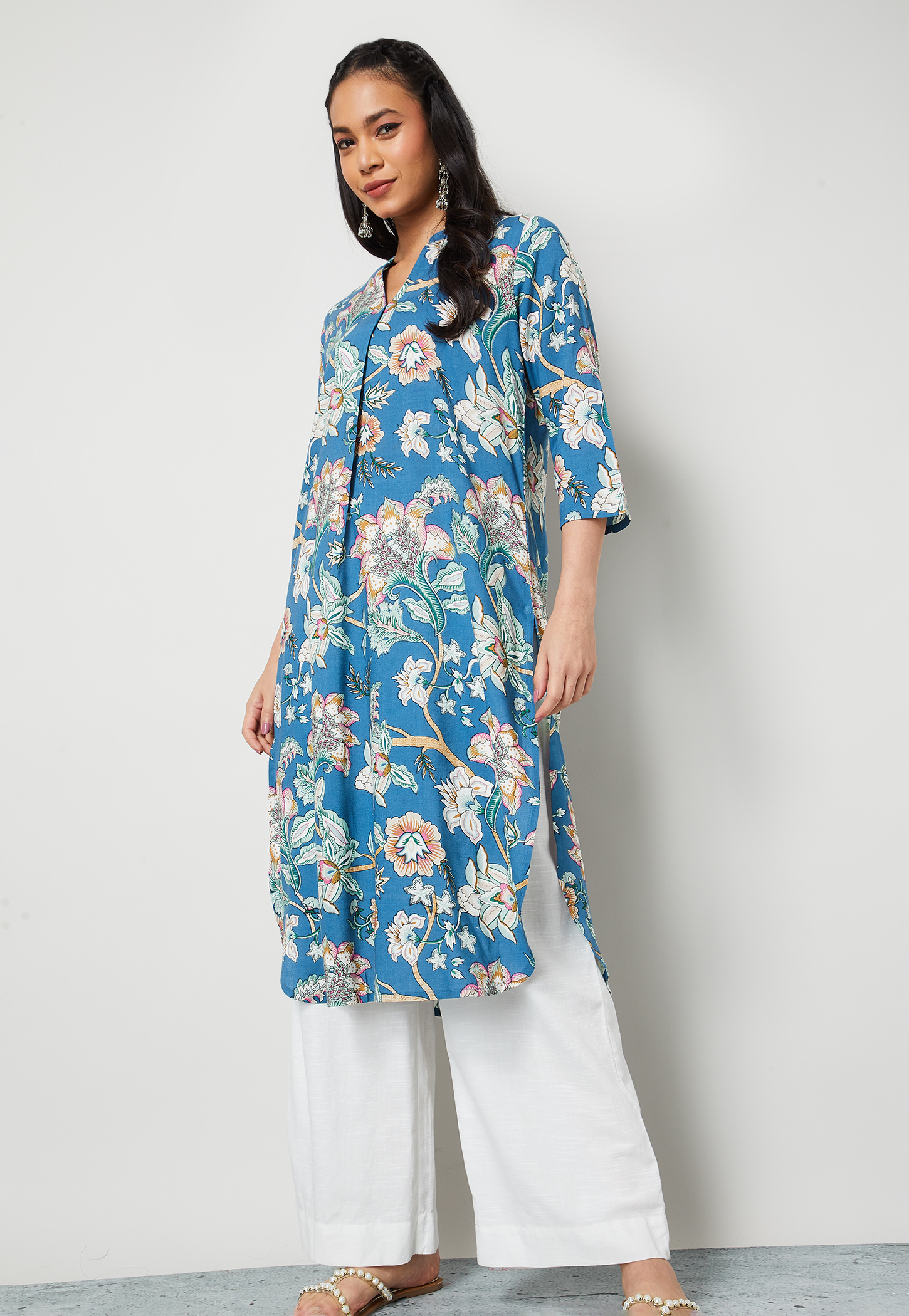MELANGE Floral Print Straight Kurta-picture-50