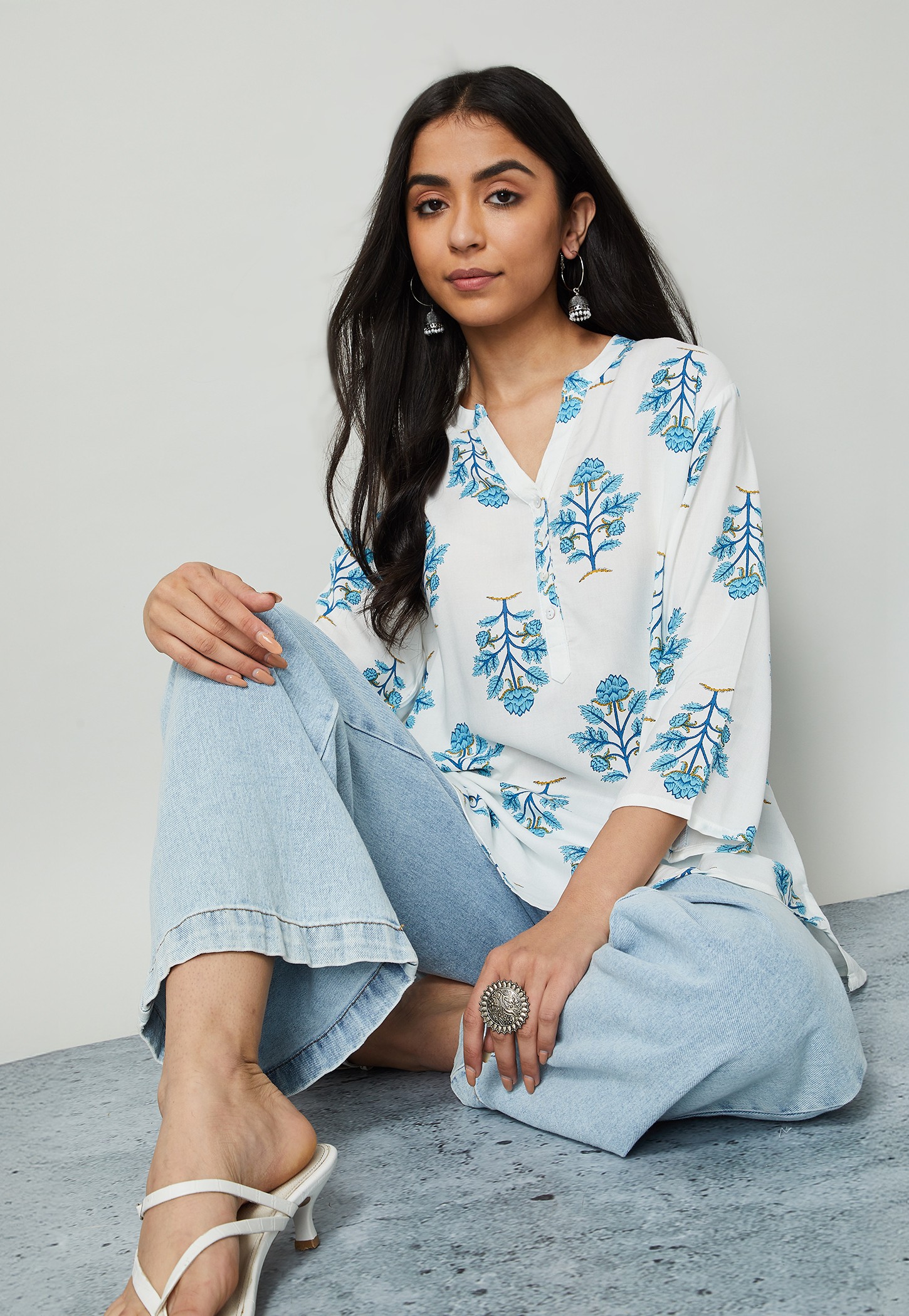 MELANGE Floral Print Straight Kurti-picture-15