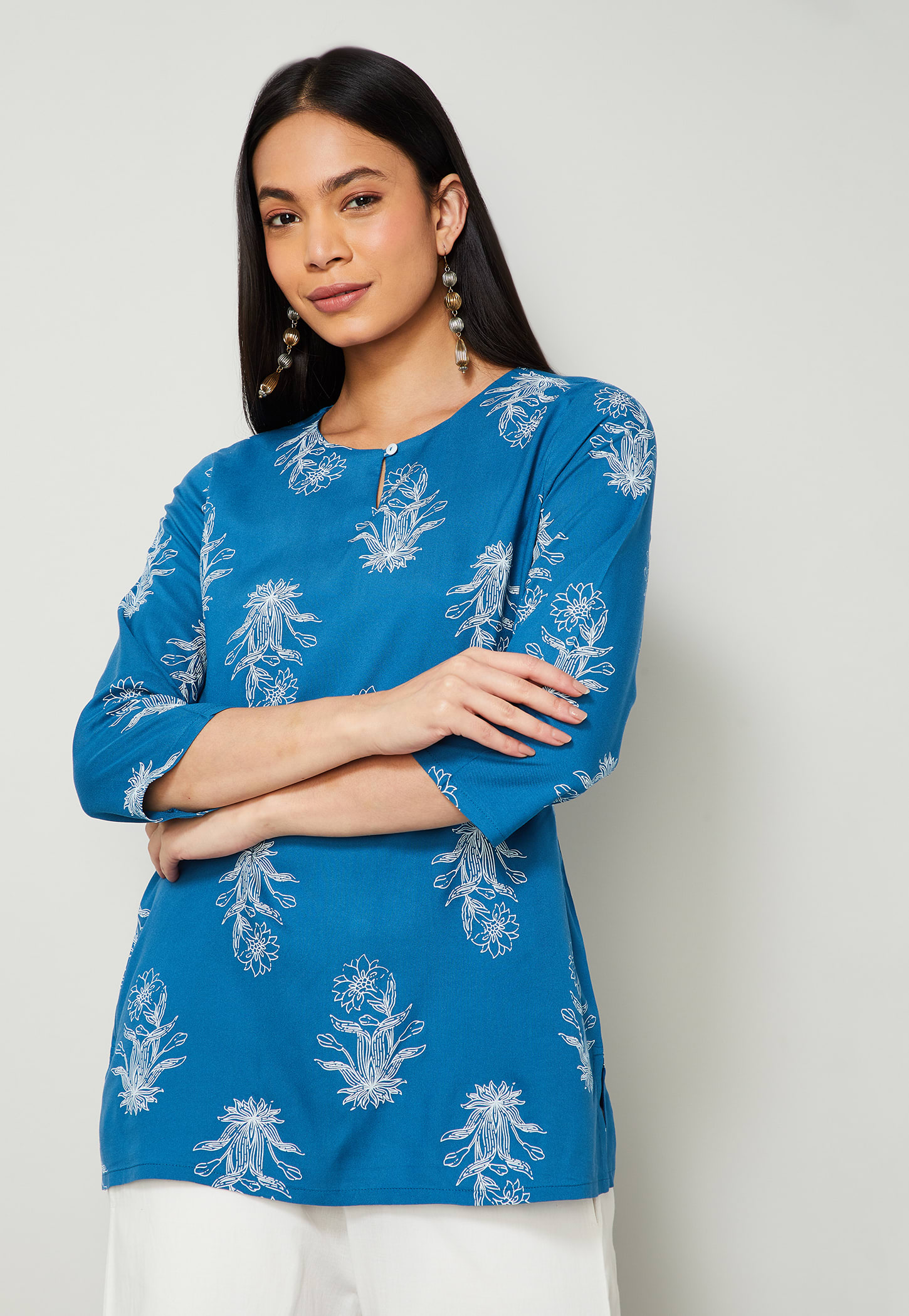 MELANGE Floral Print Straight Kurti-picture-53