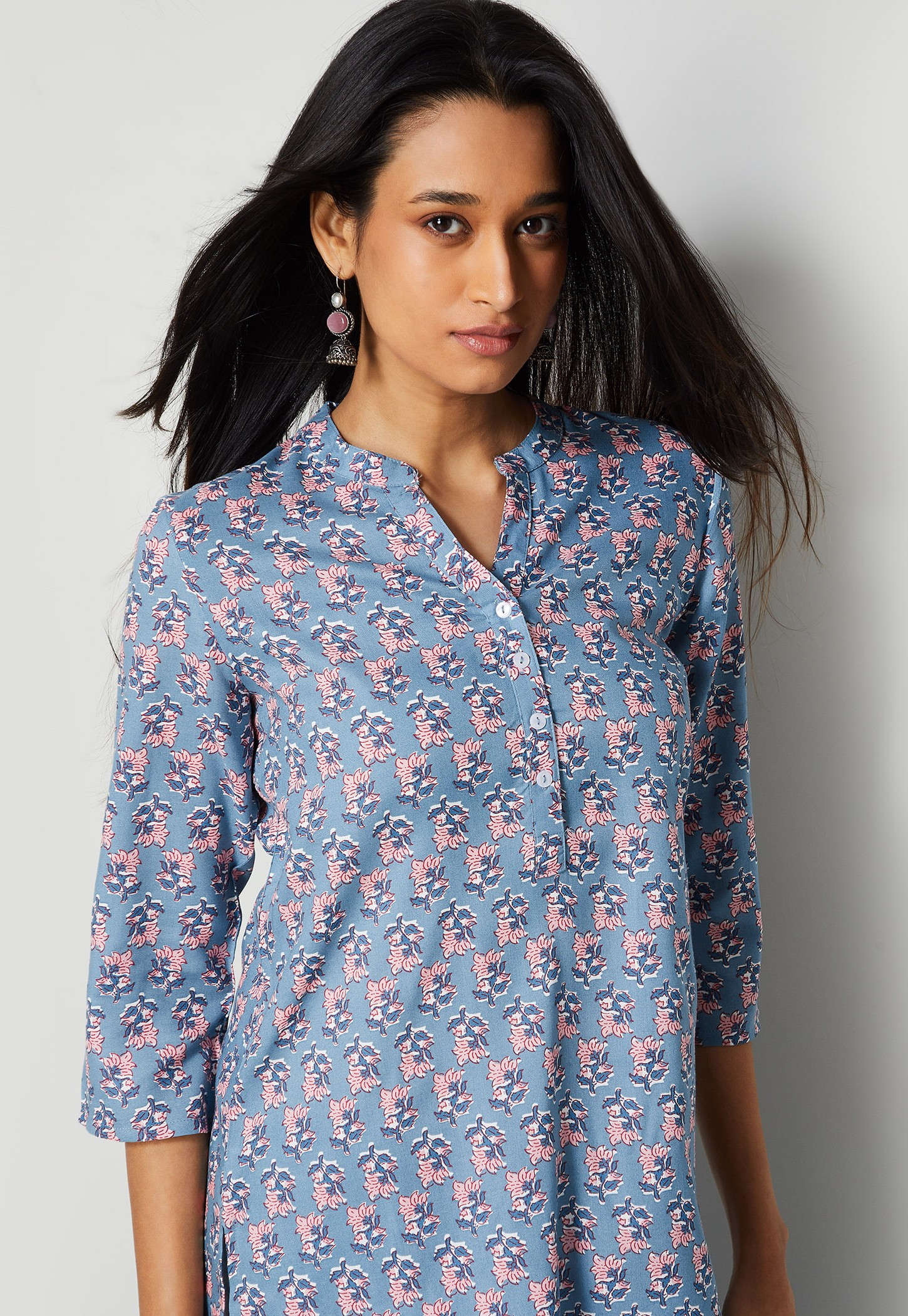 MELANGE Floral Print Straight Kurti-picture-34