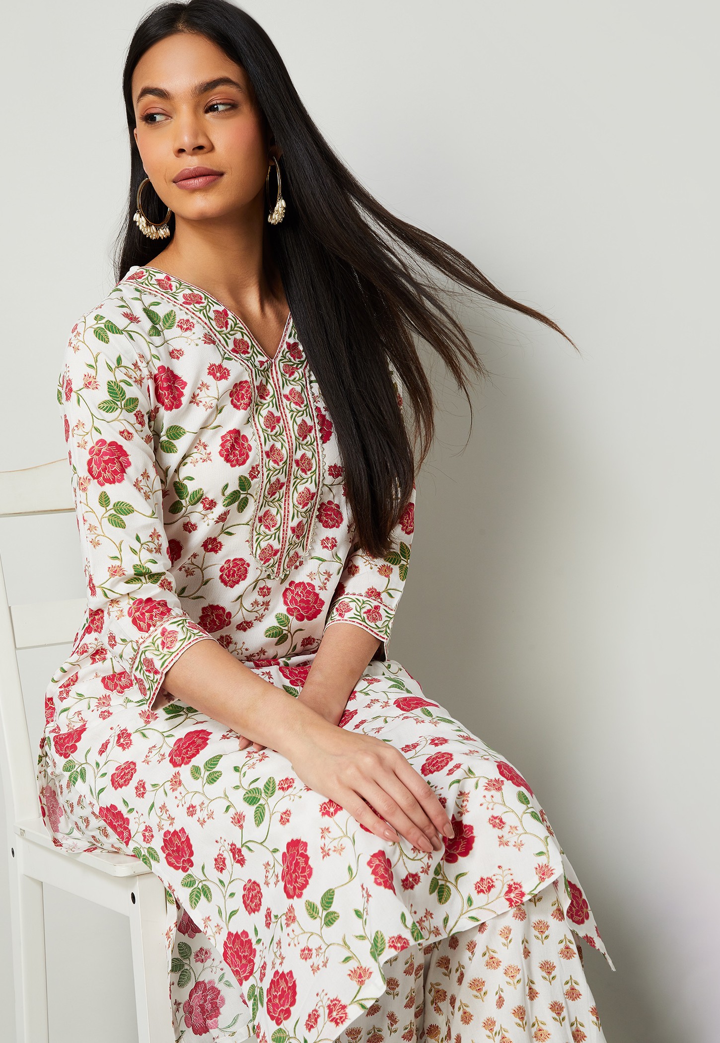 MELANGE Floral Print Straight Kurta Set-picture-39