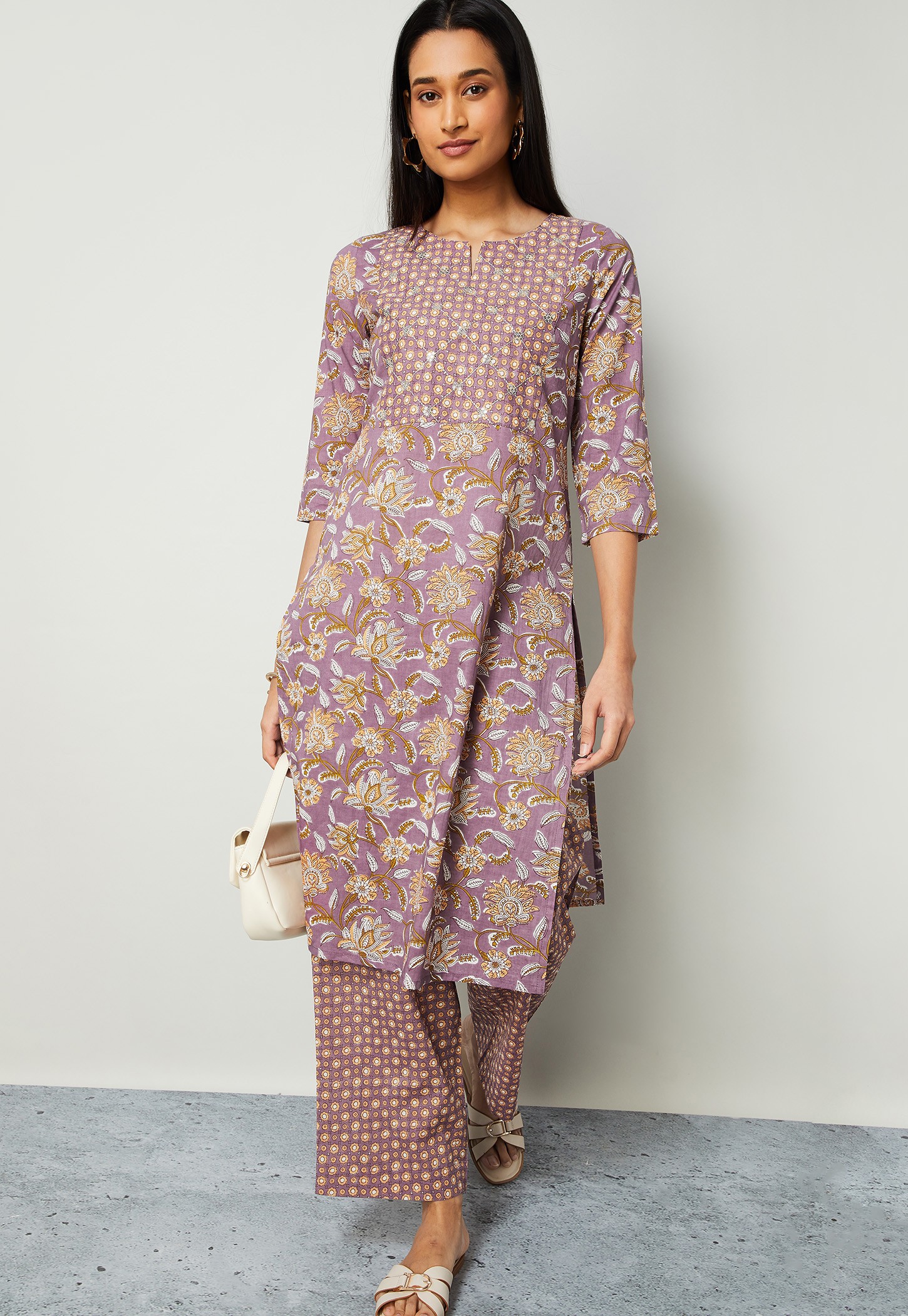 MELANGE Floral Printed Straight Kurta Set-picture-53