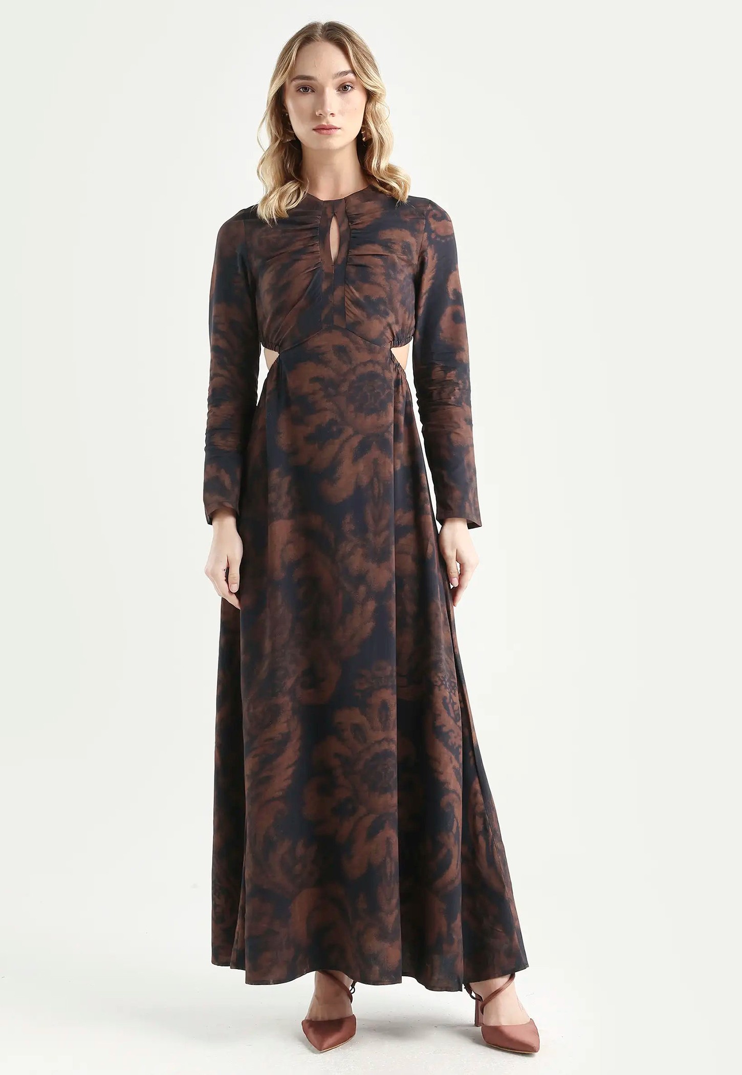 RAREISM Floral Print Keyhole Maxi Dress-picture-30