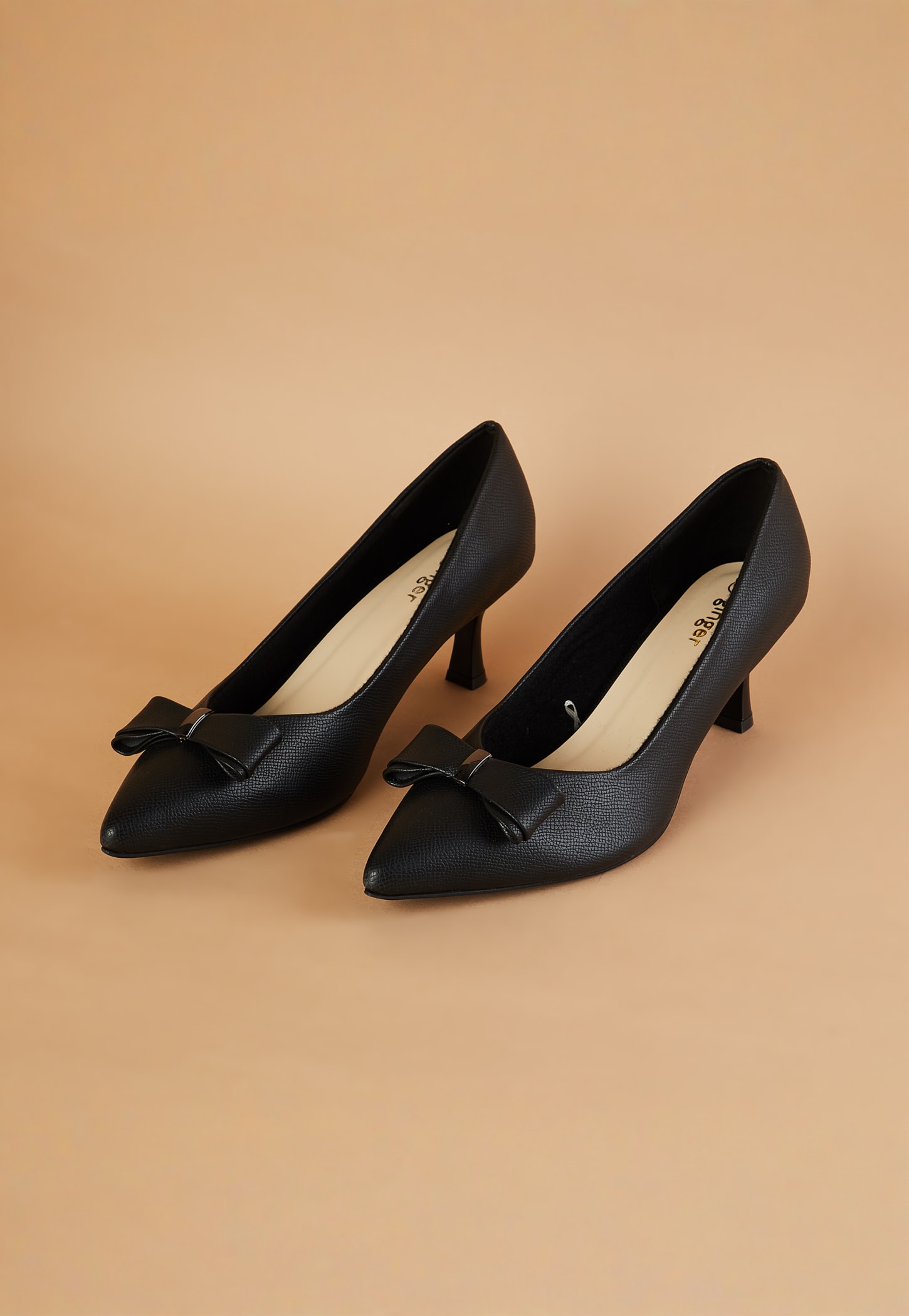 Ginger Textured Heels with Bow Detail-image-18