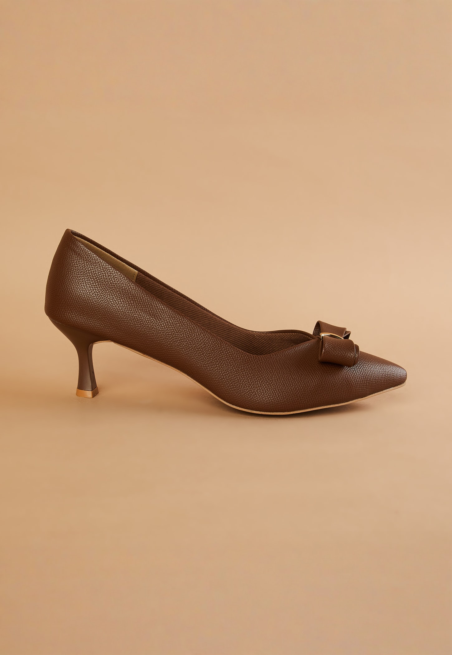 Ginger Textured Heels with Bow Detail-picture-55
