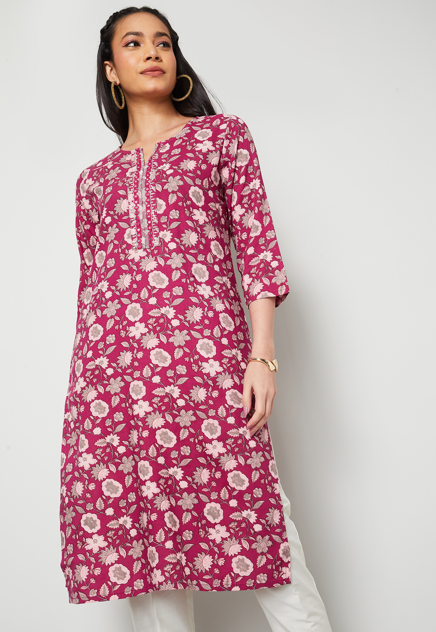 MELANGE Floral Print Straight Kurta-picture-24