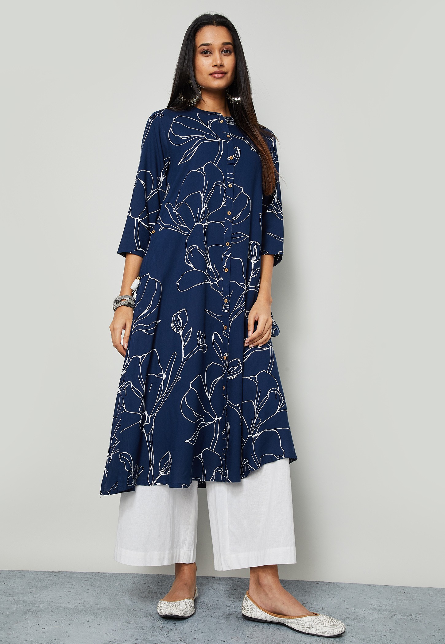 MELANGE Floral Print Straight Kurta-picture-22