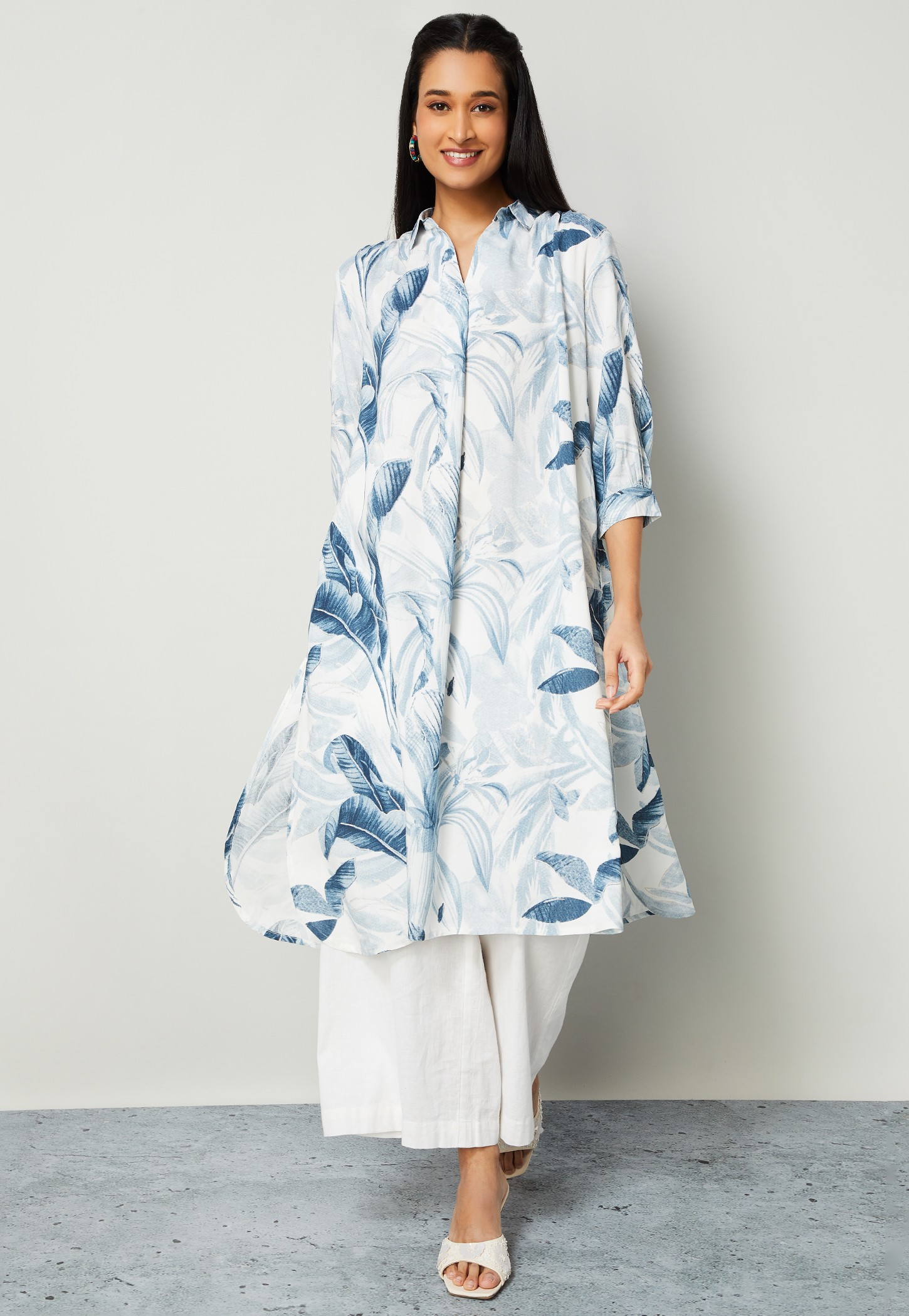 MELANGE Floral Print Button Design A-line Kurta-picture-53
