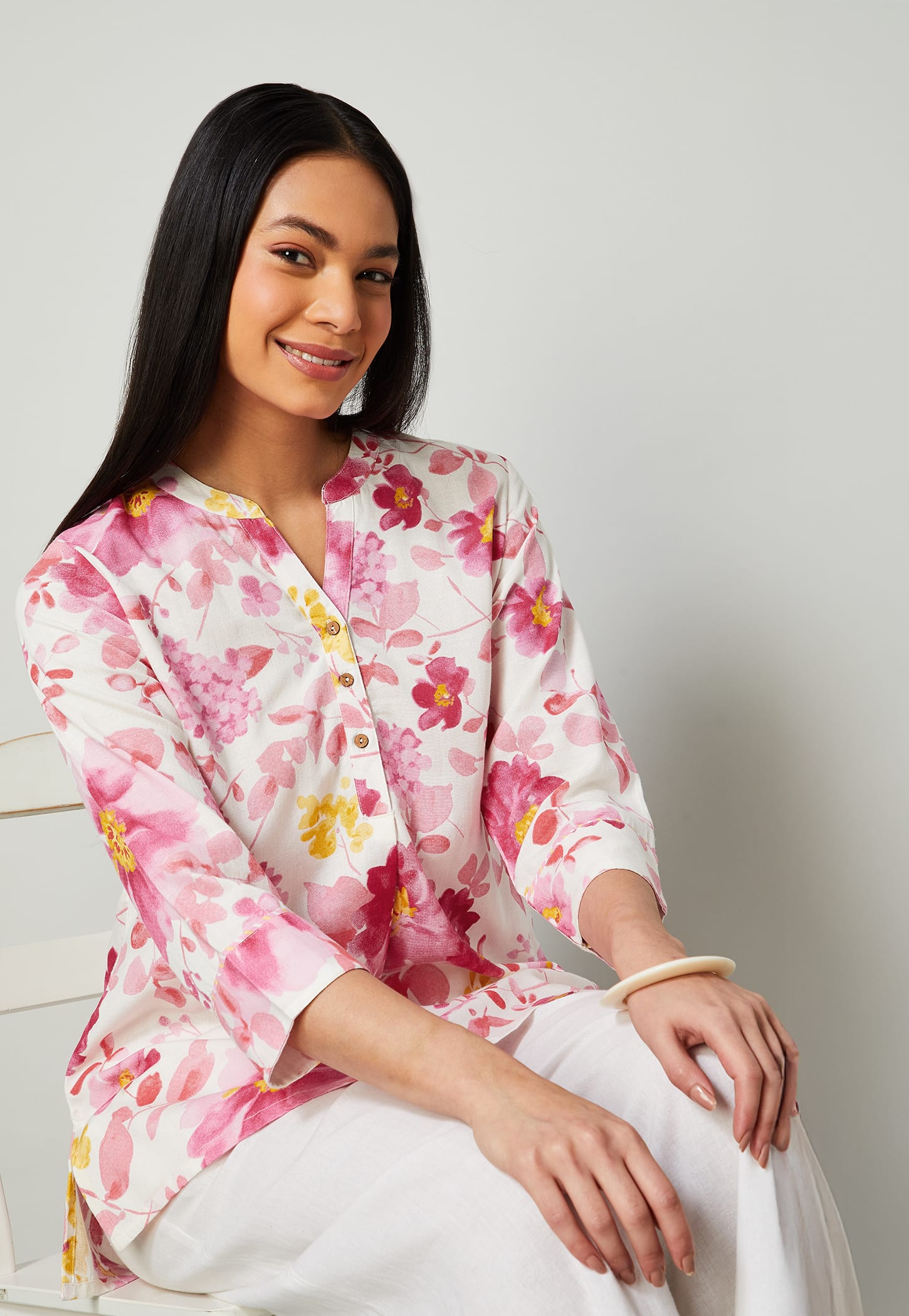 MELANGE Floral Print Straight Kurti-picture-16