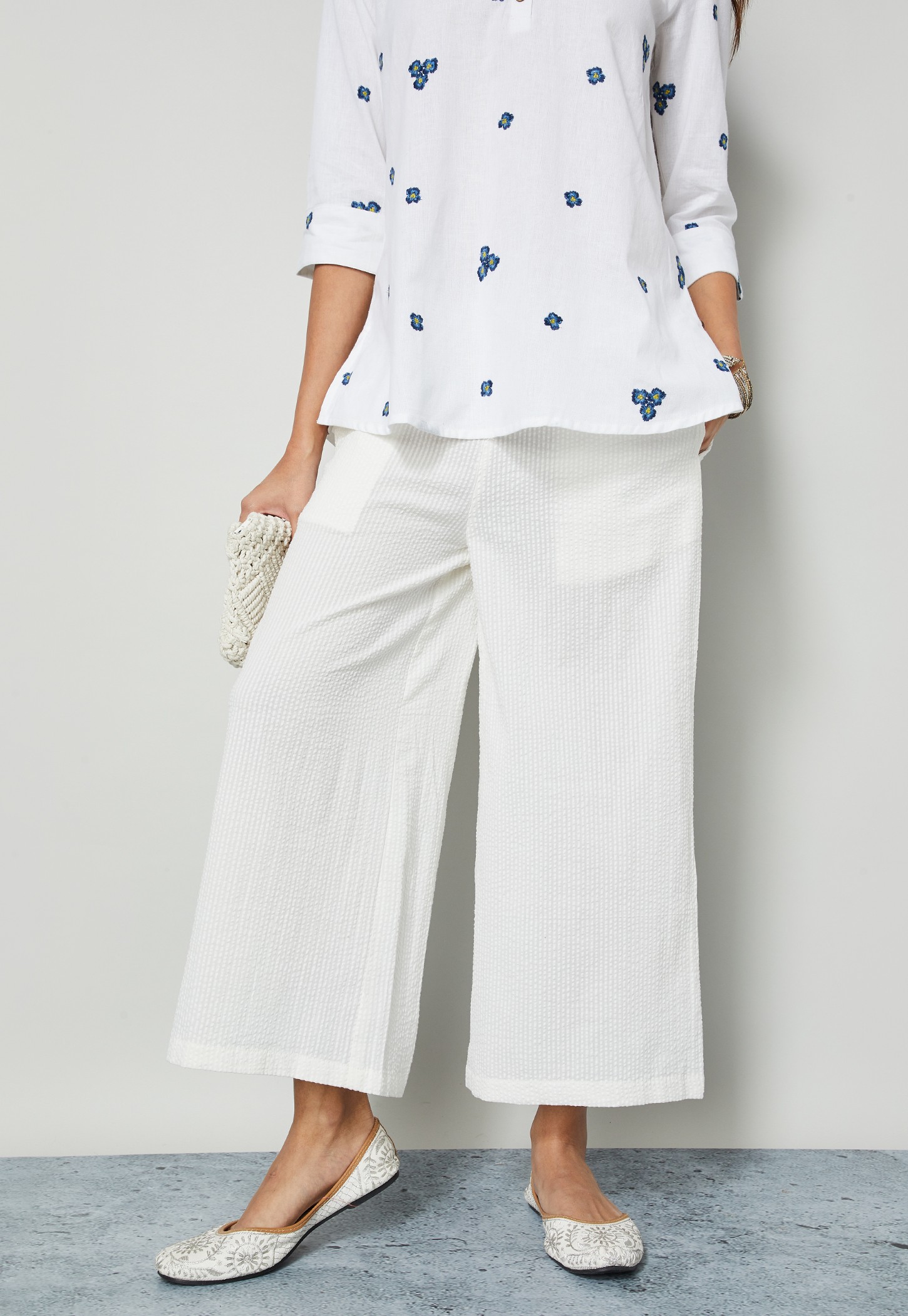 MELANGE Seersucker Palazzos-picture-23