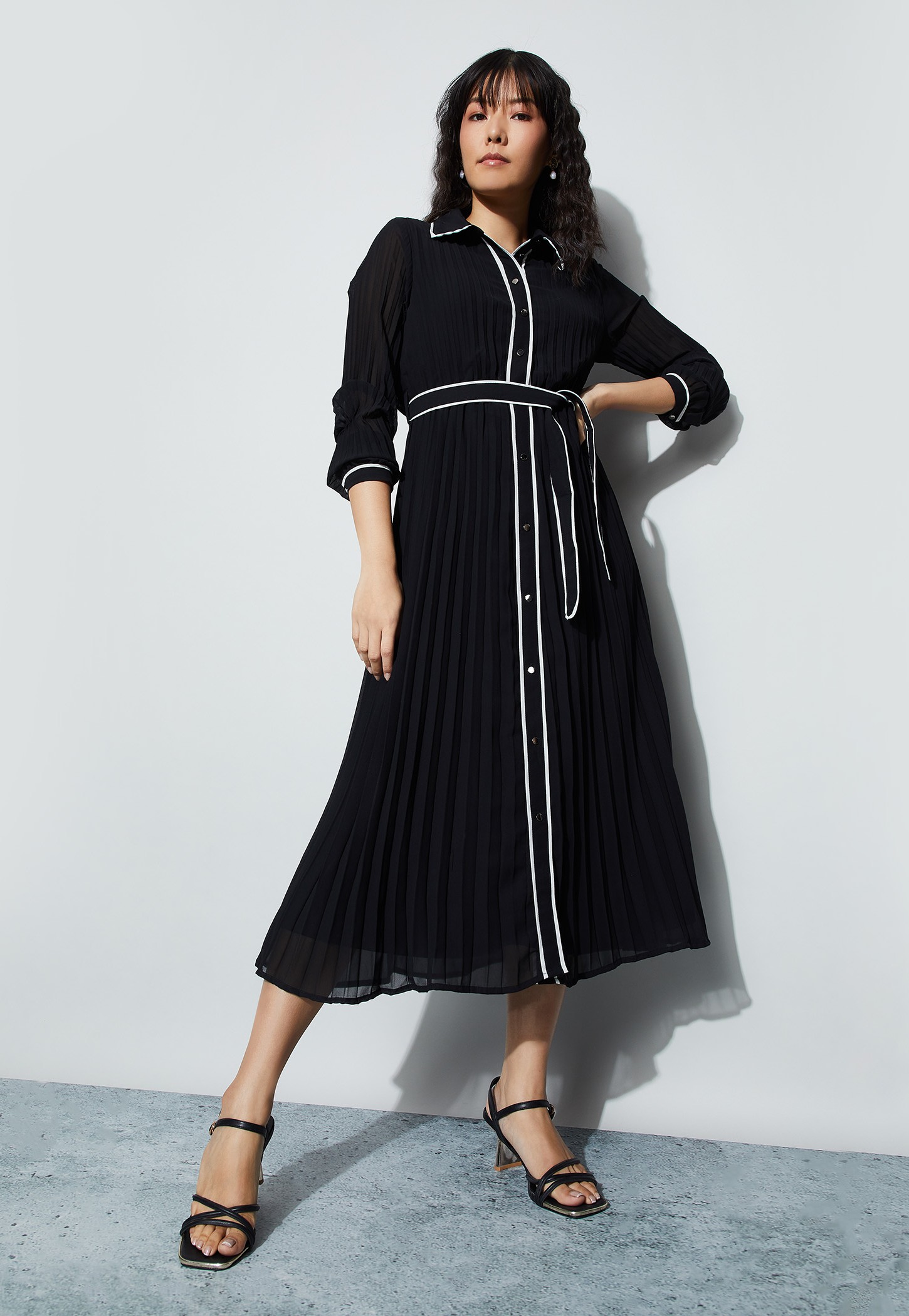 CODE Pleated Shirt Dress-picture-35