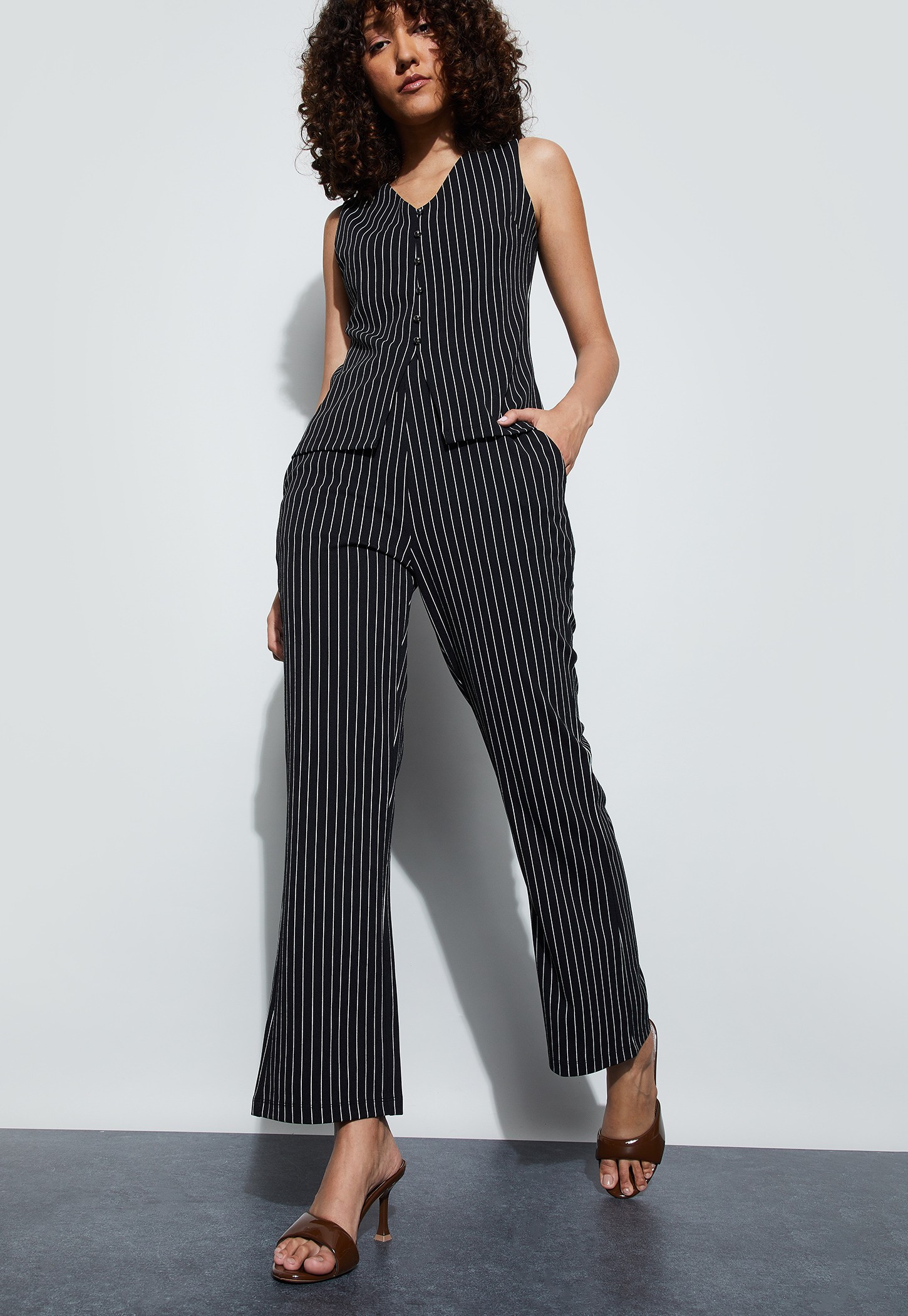 CODE Striped Flat Front Trousers-picture-27