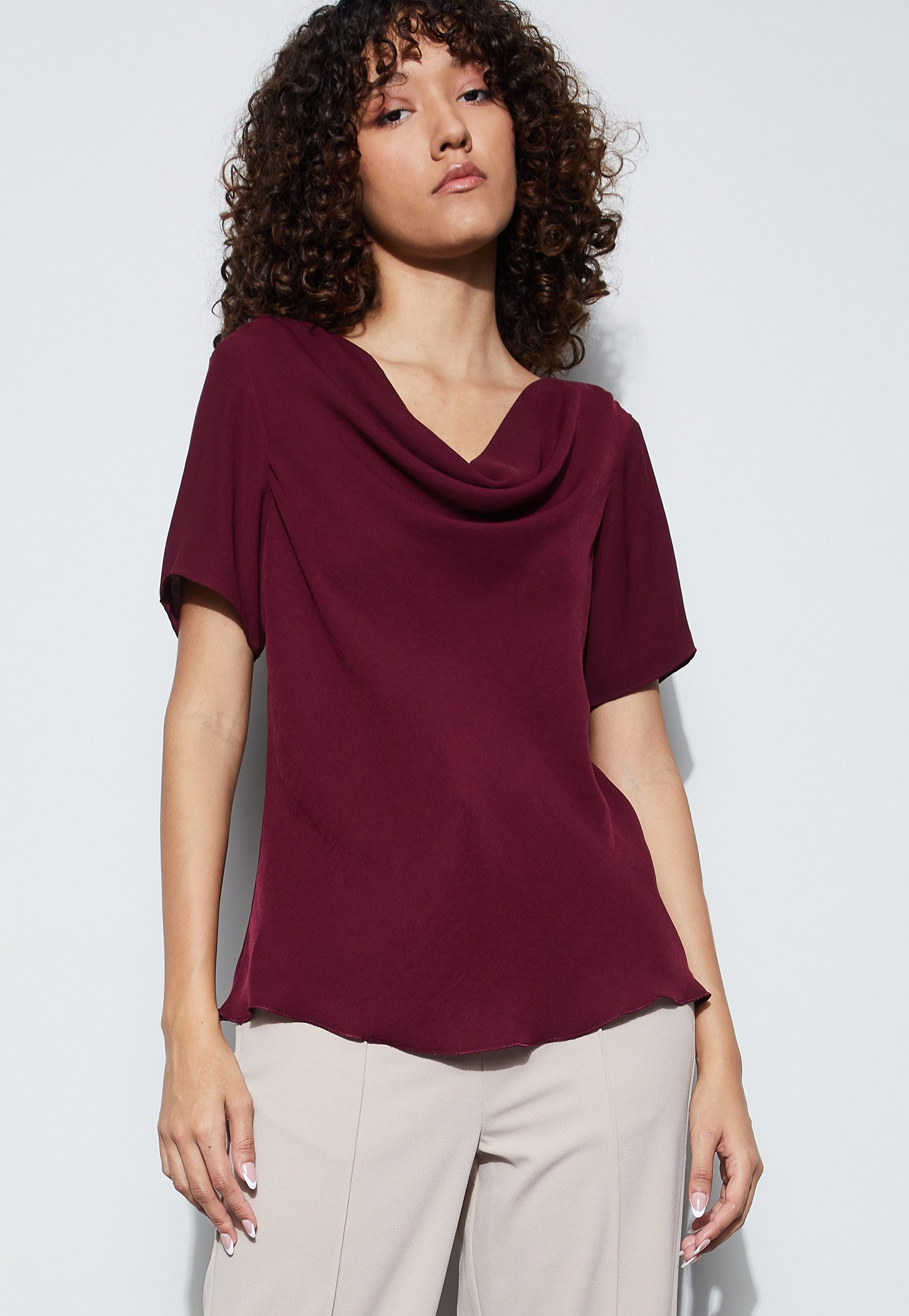 CODE Solid Cowl Neck Top-picture-27