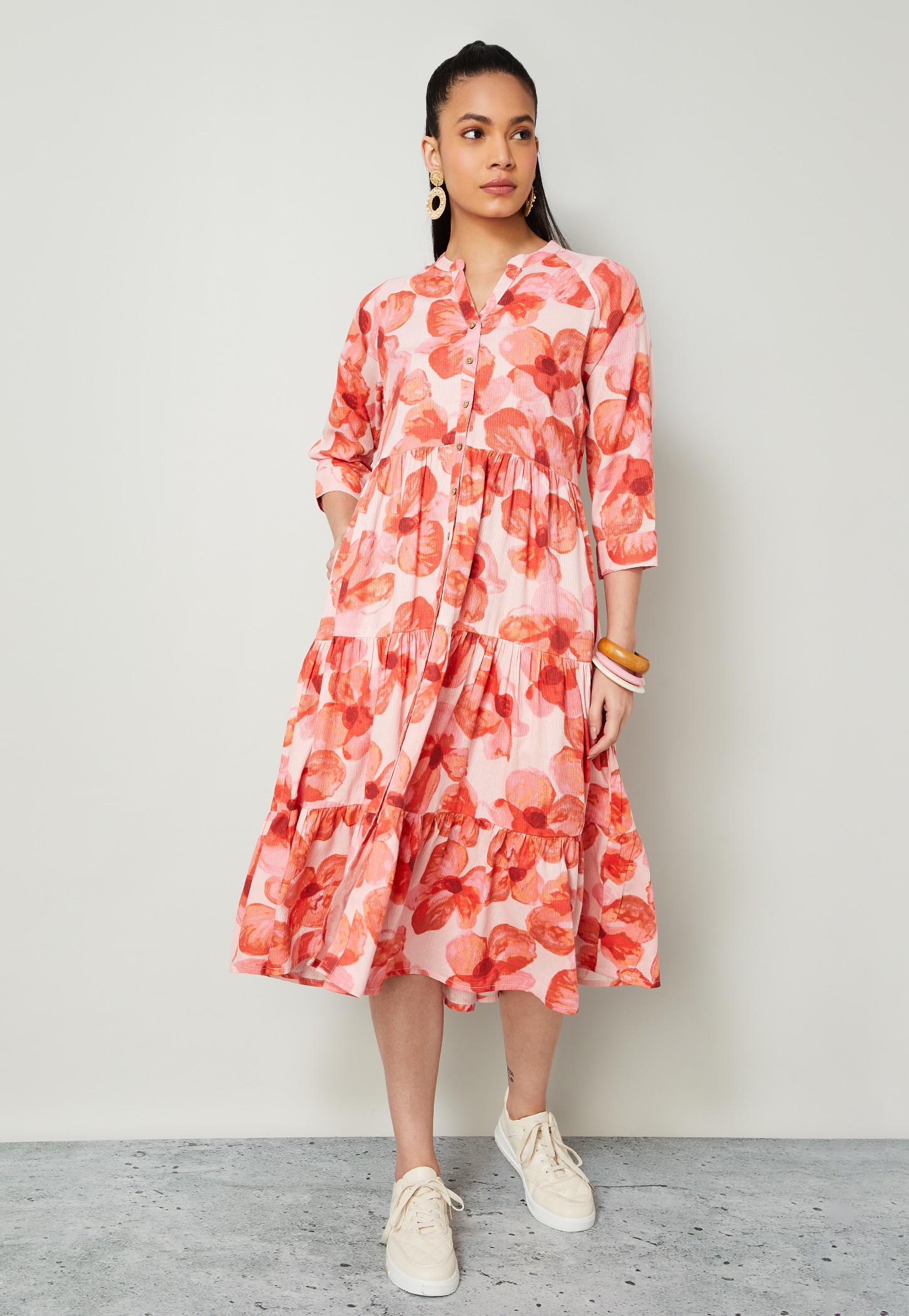 COLOUR ME Floral Print Tiered Dress-image-26