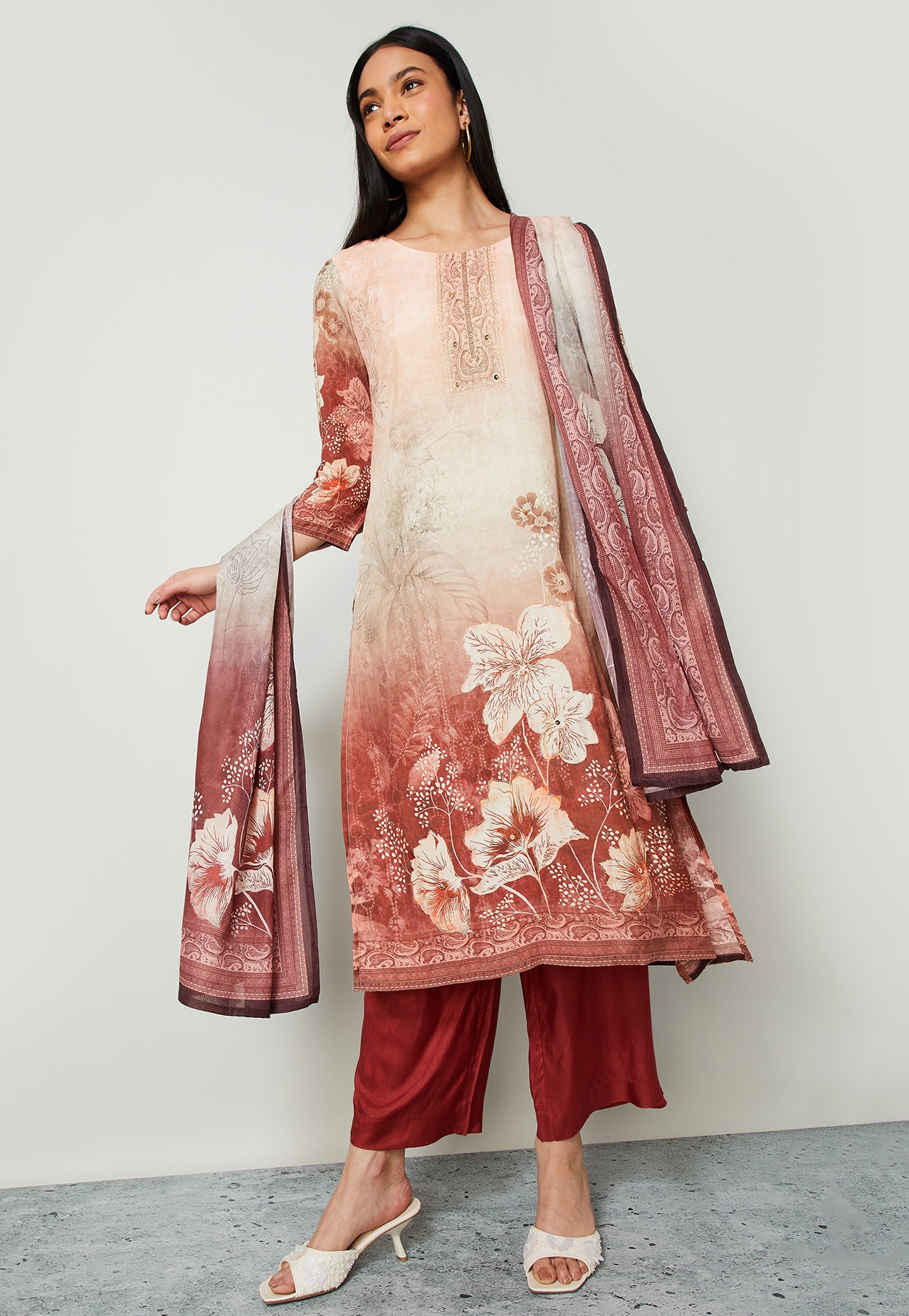 MELANGE Floral Print Straight Kurta Set-picture-56