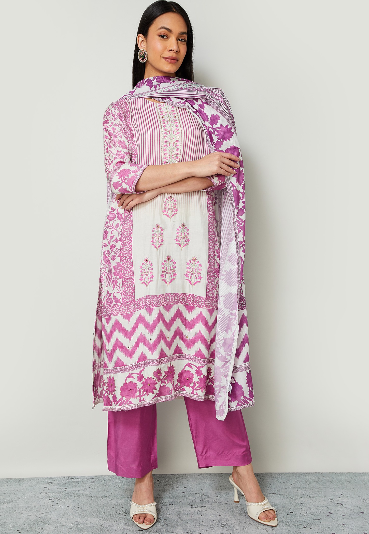 MELANGE Floral Print Straight Kurta Set-picture-31