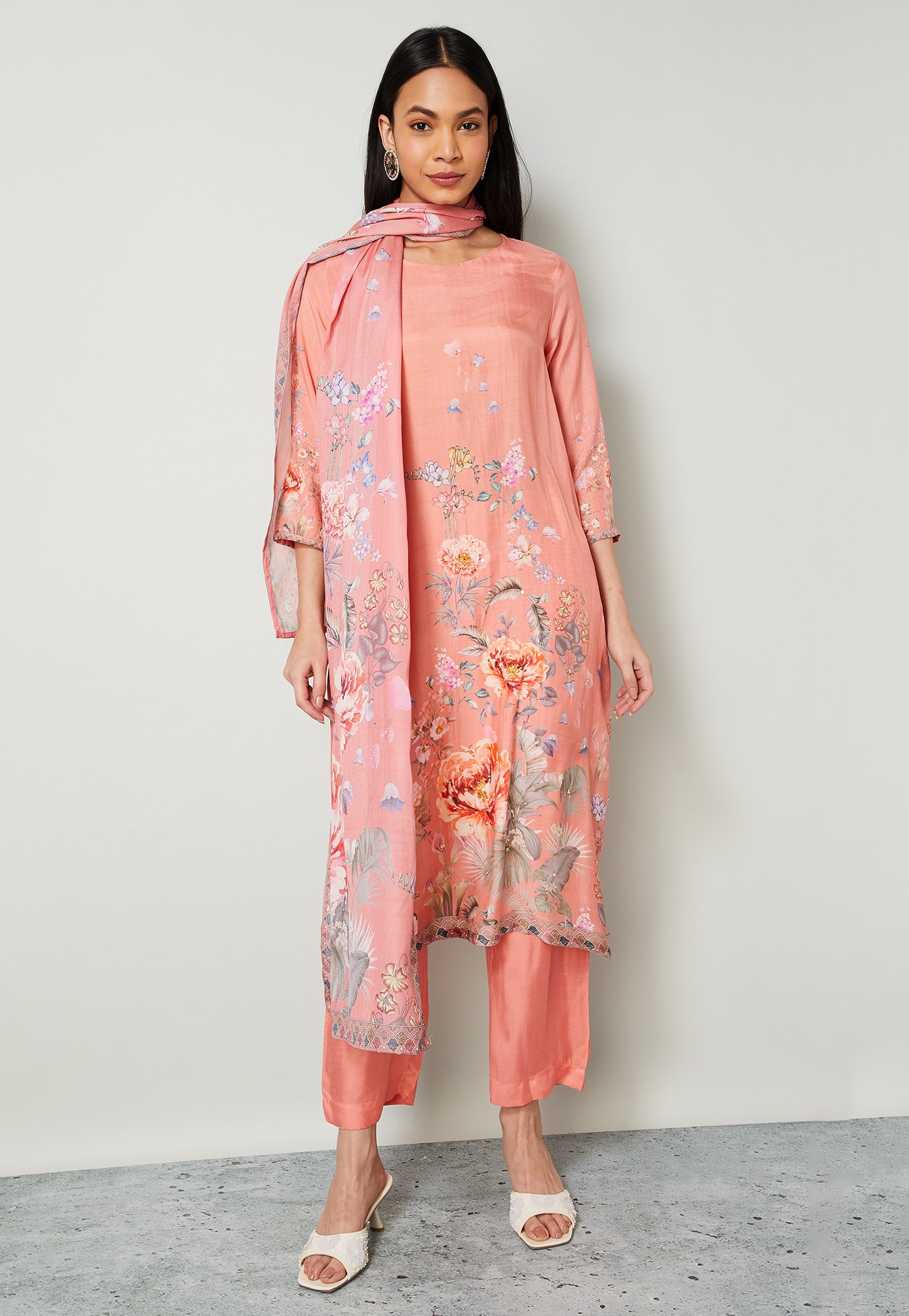 MELANGE Floral Print A-line Kurta Set-picture-56