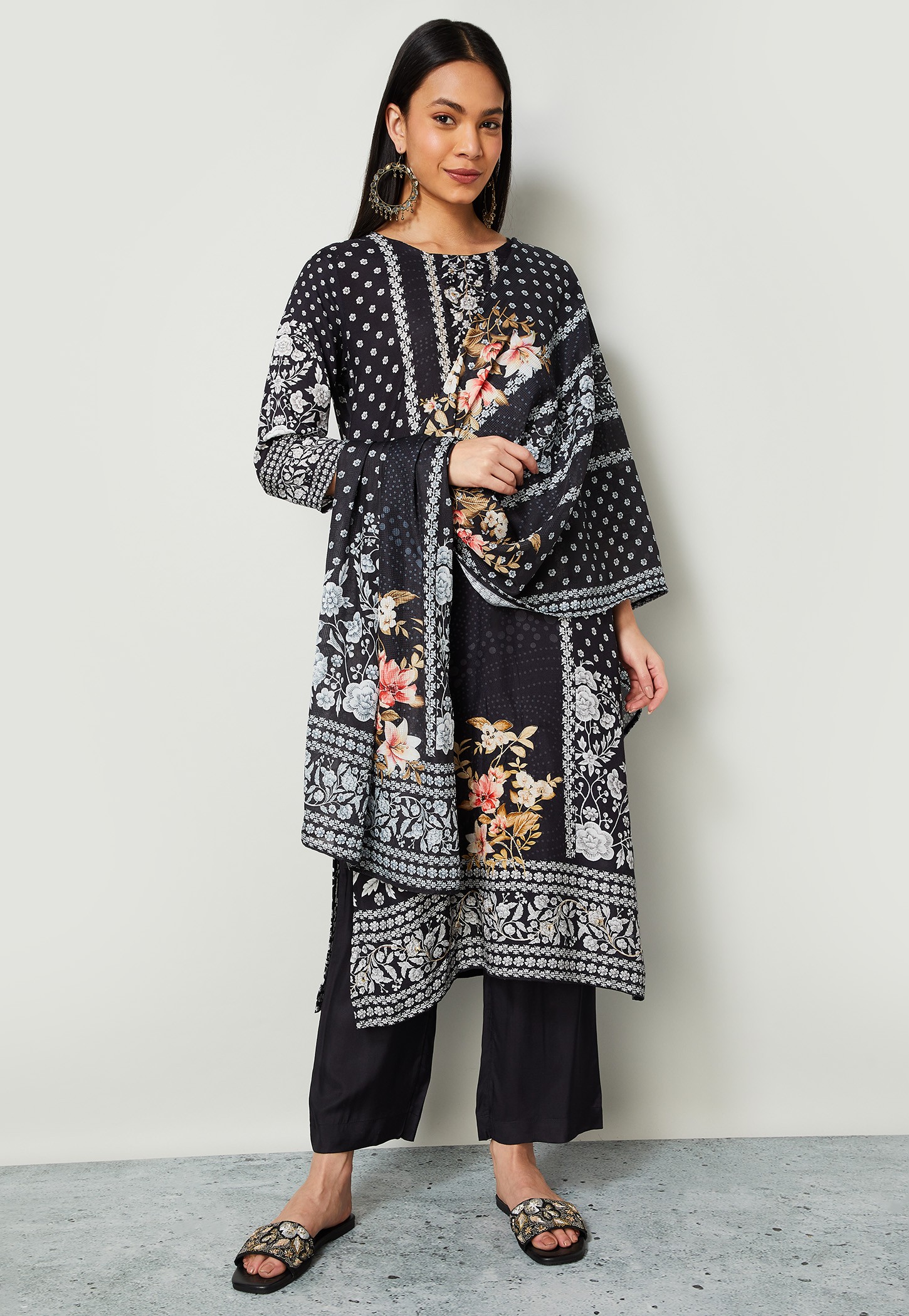 MELANGE Printed Straight Kurta Set-picture-18