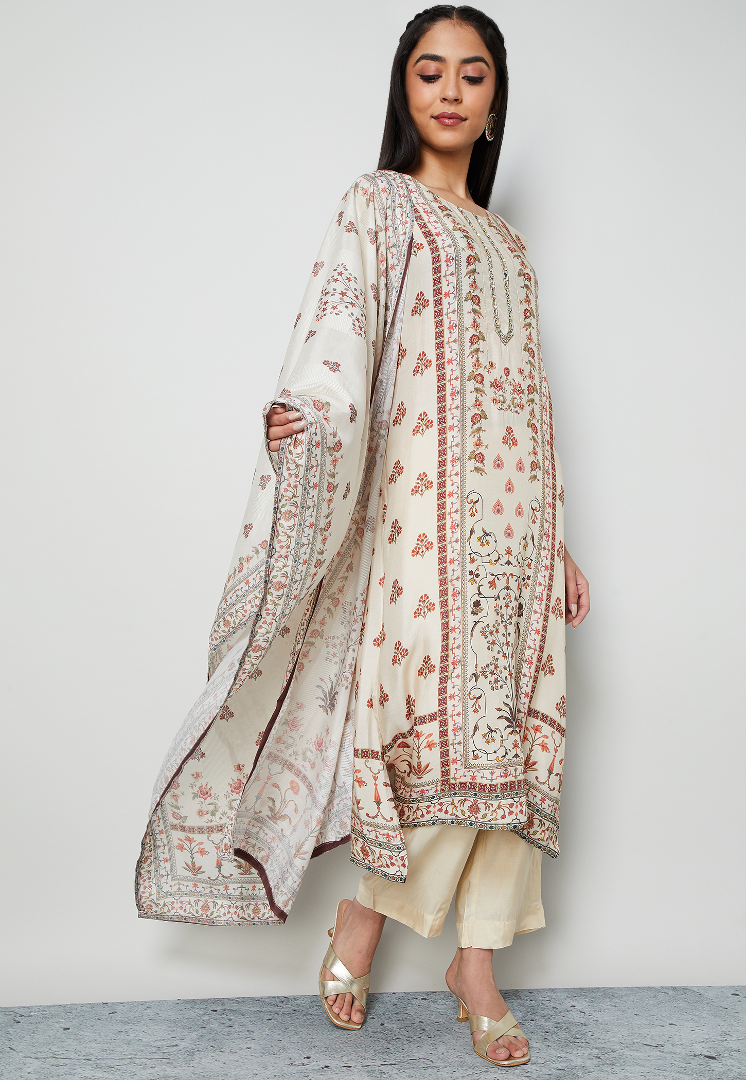 MELANGE Floral Print A-Line Kurta Set-picture-37