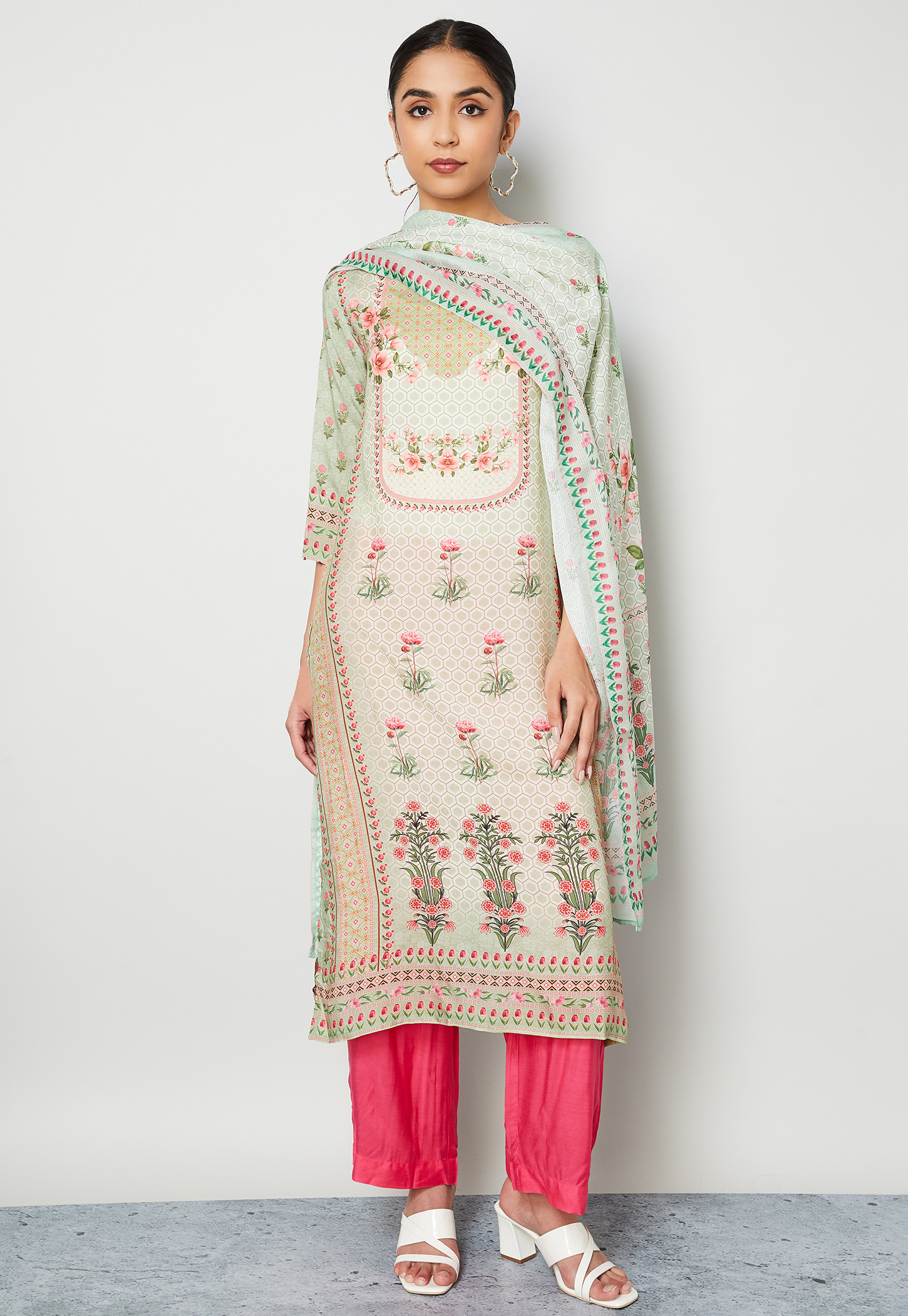 MELANGE Floral Print Straight Kurta Set-picture-25