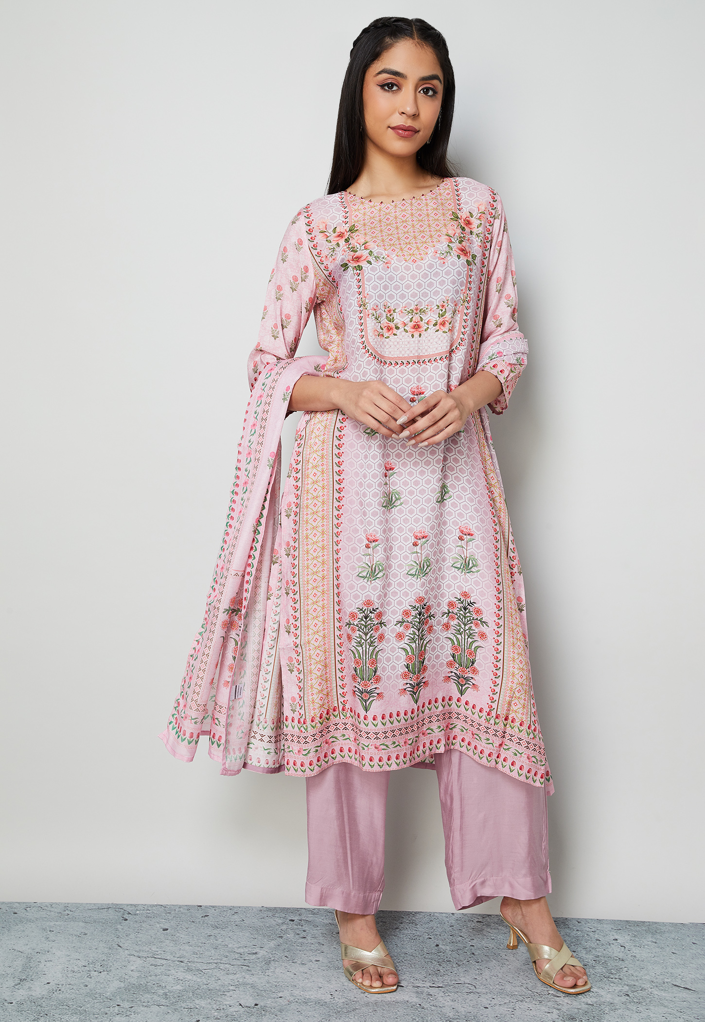 MELANGE Floral Print Straight Kurta Set-picture-36