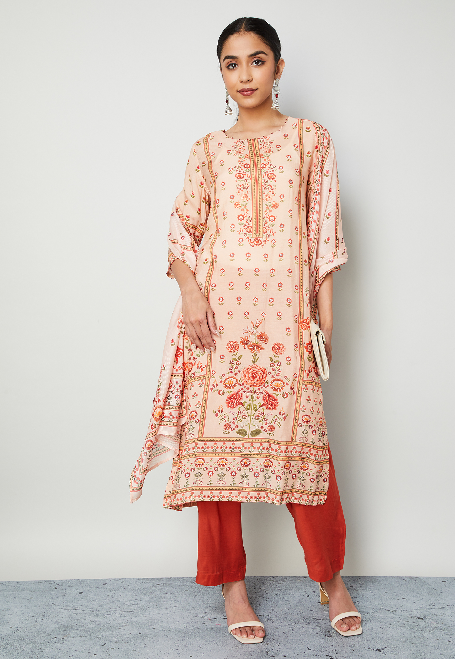 MELANGE Floral Print Straight Kurta Set