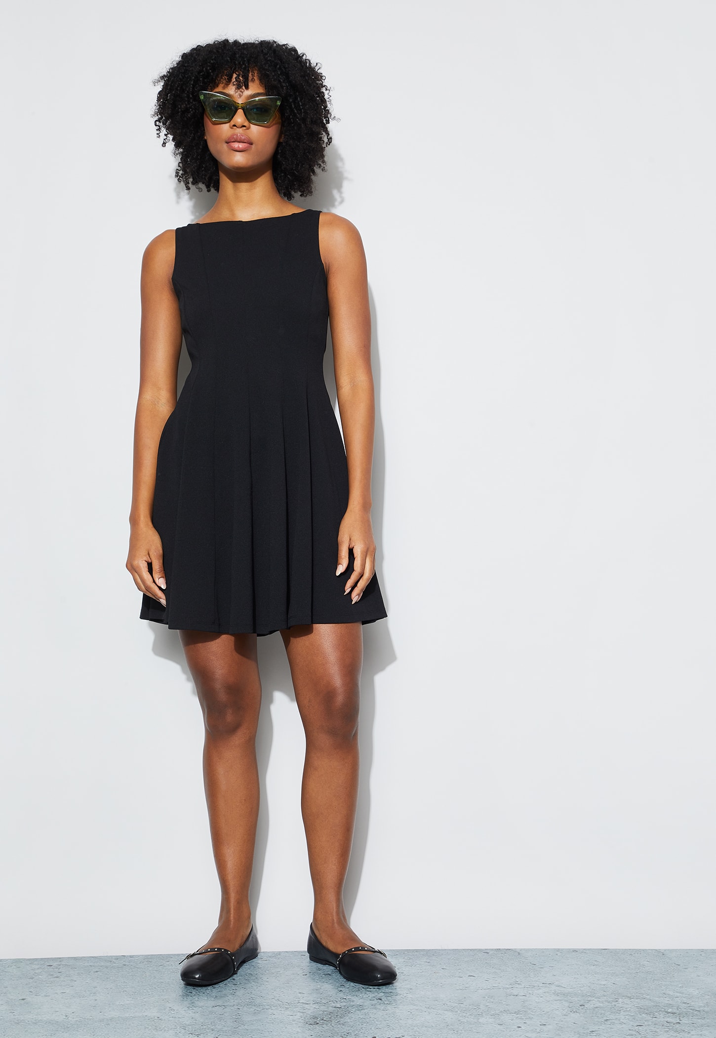 GINGER Solid Fit and Flare Dress-image-30