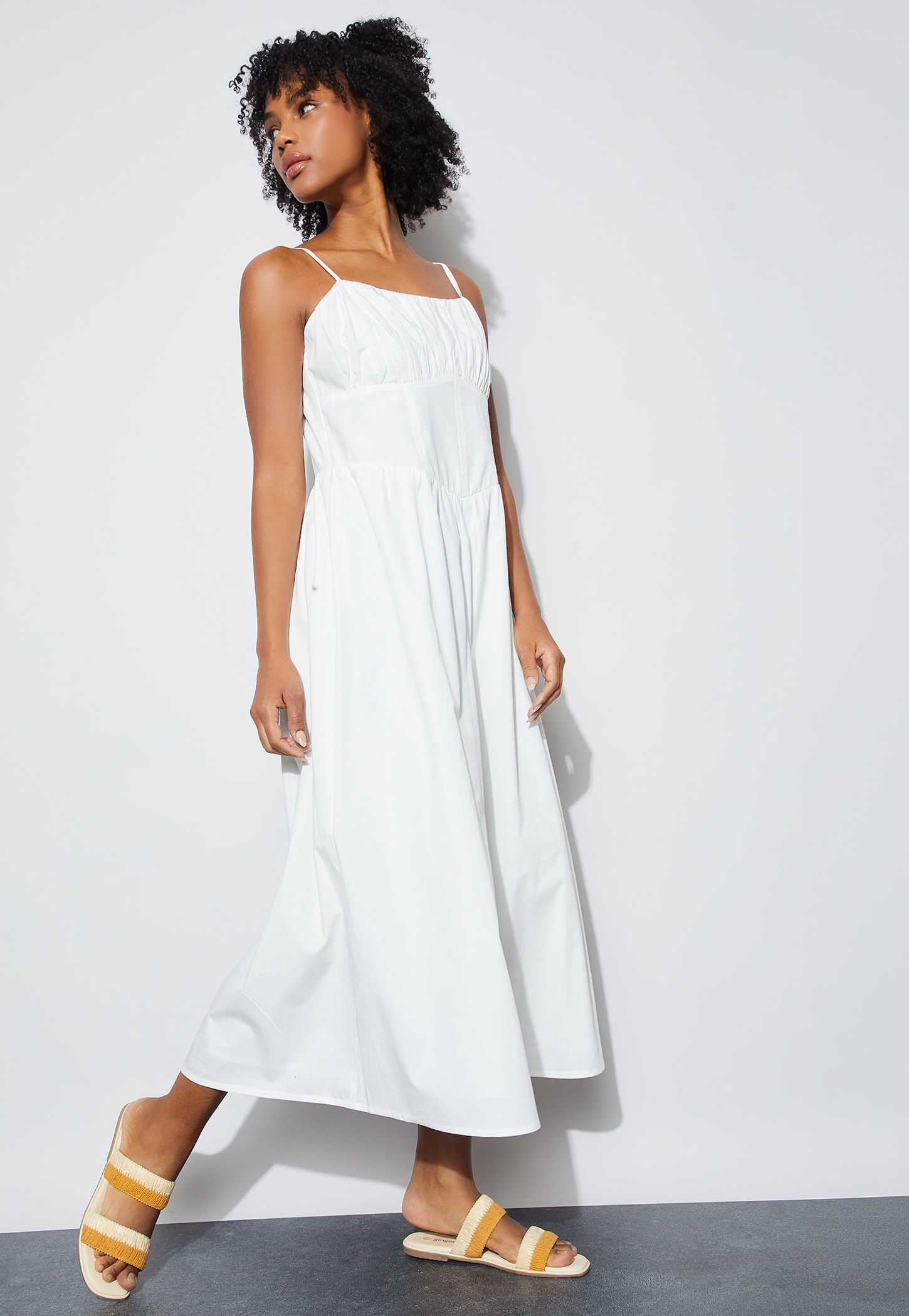 GINGER Solid Spaghetti Neck Maxi Dress-picture-17