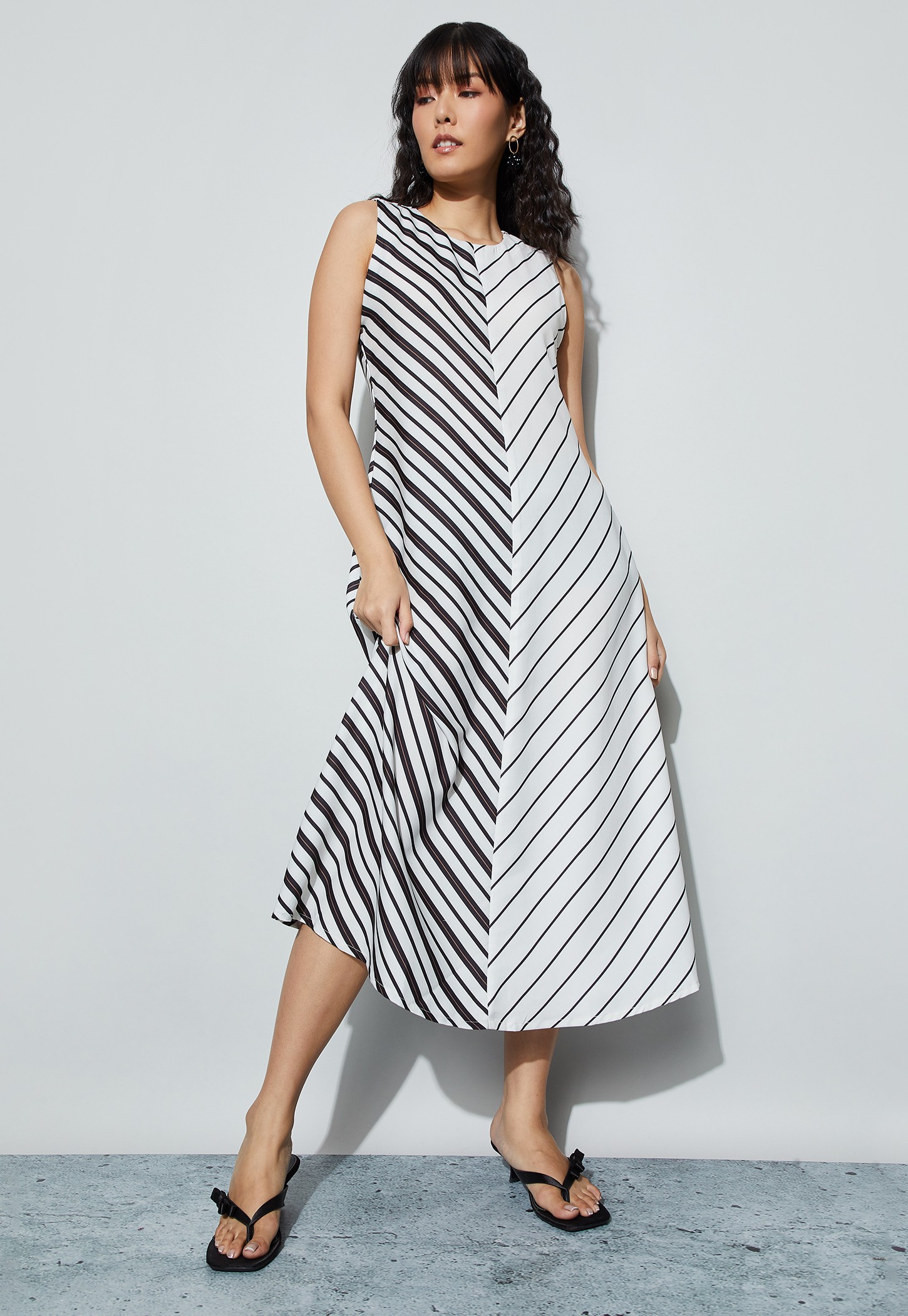 CODE Striped A-Line Dress-image-29