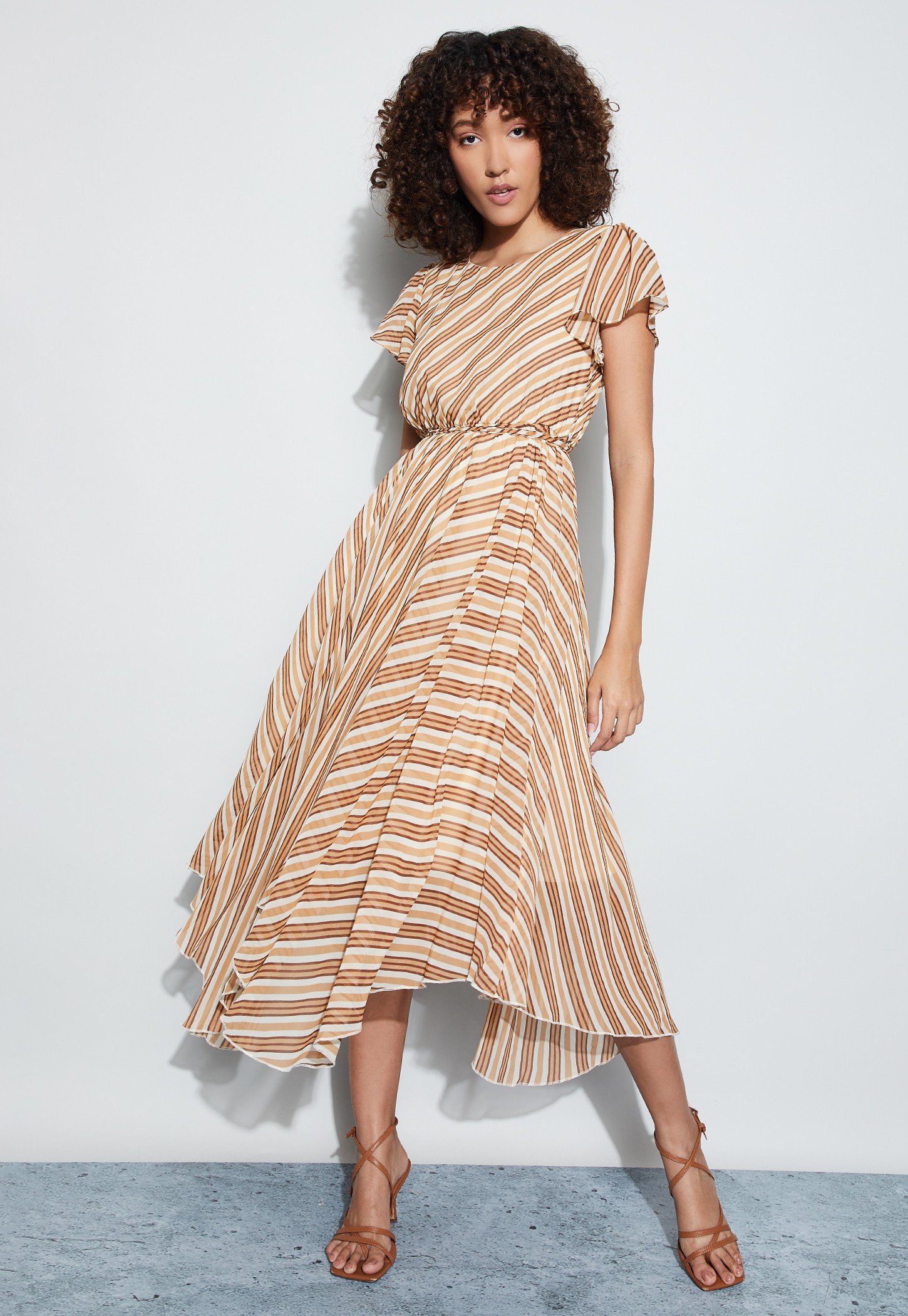 CODE Striped Asymmetric Dress-picture-19