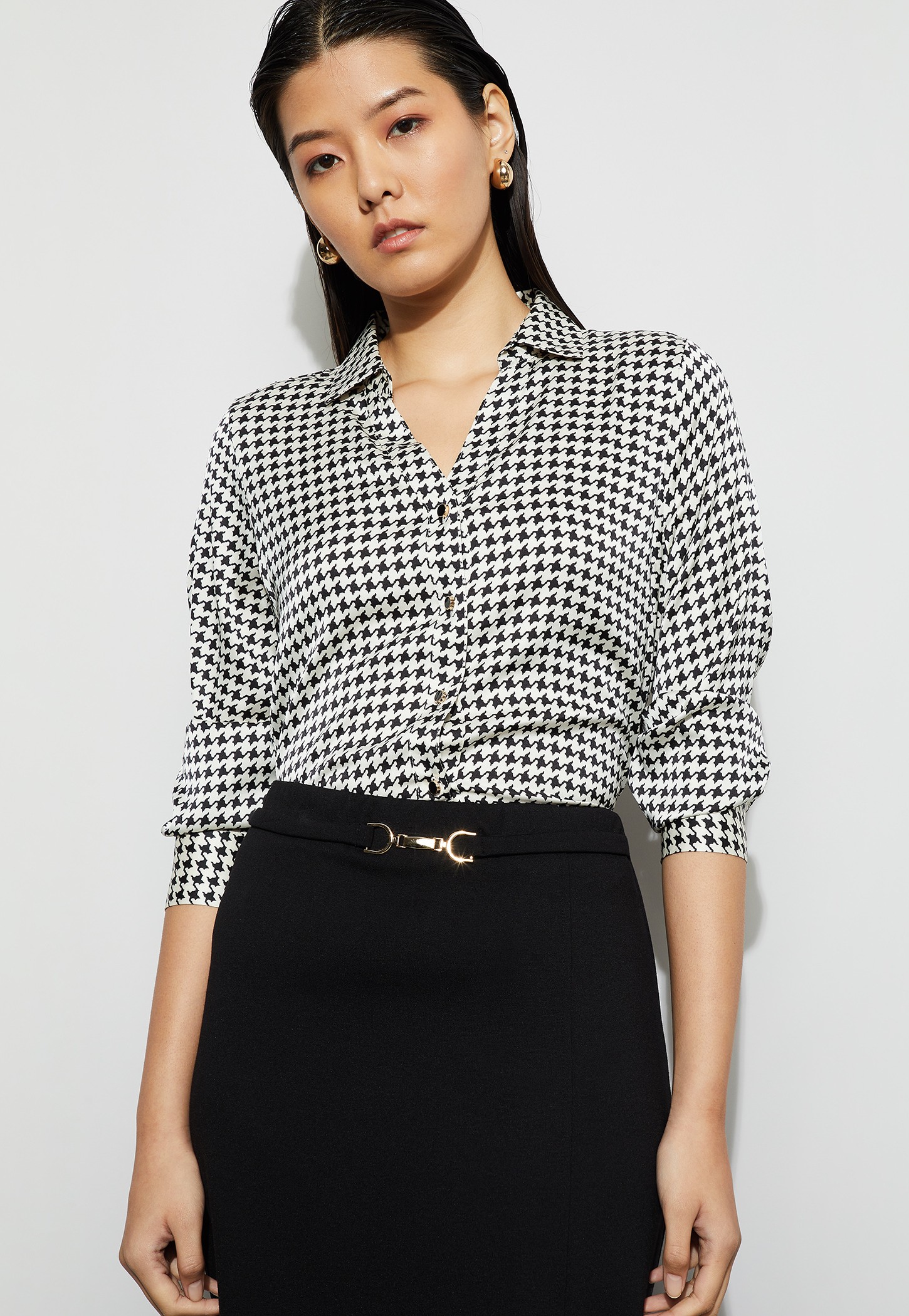 CODE CLASSIC Houndstooth Print Shirt-picture-37