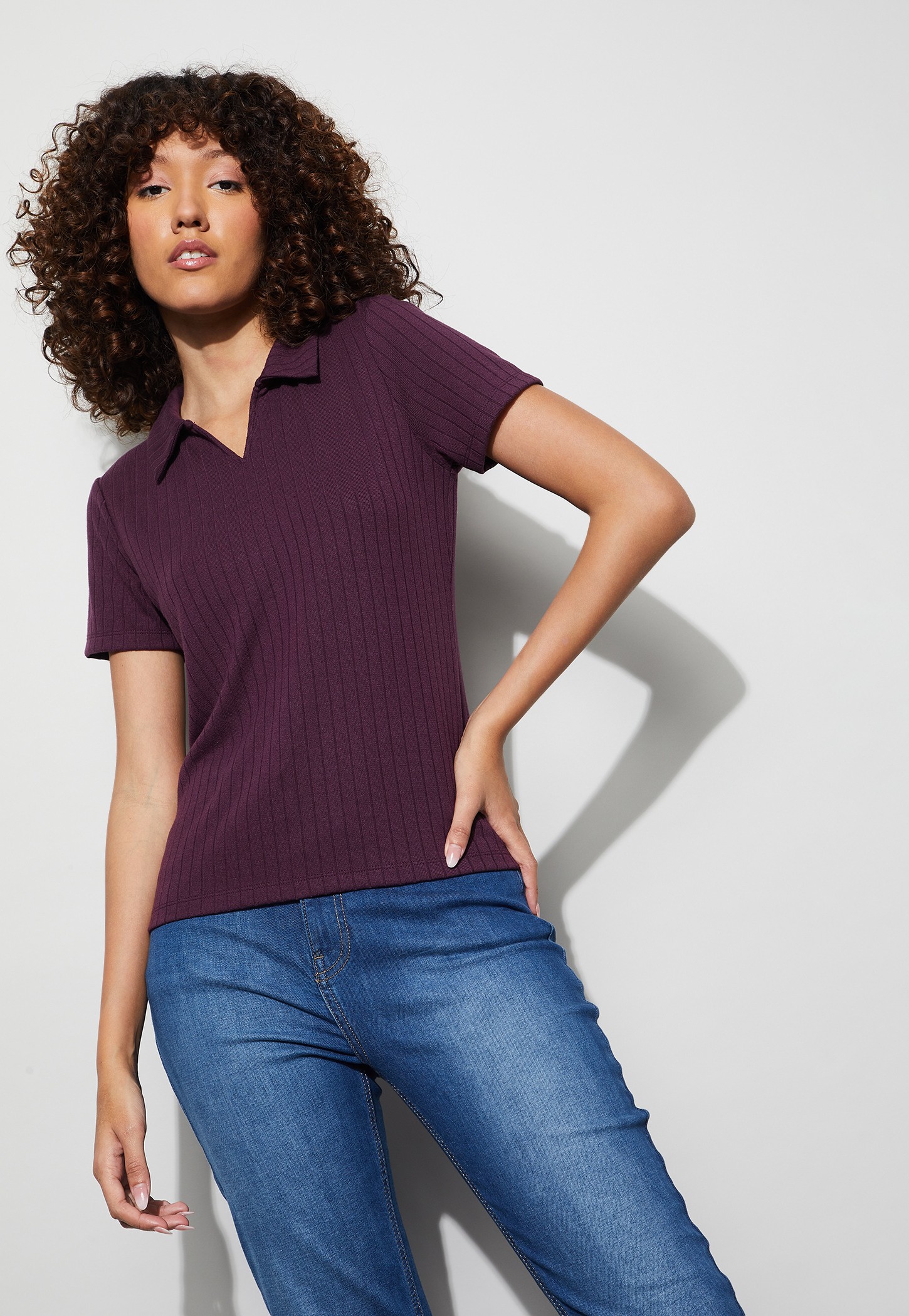 FAME FOREVER Rib Knit Johnny Collar T-shirt-picture-30