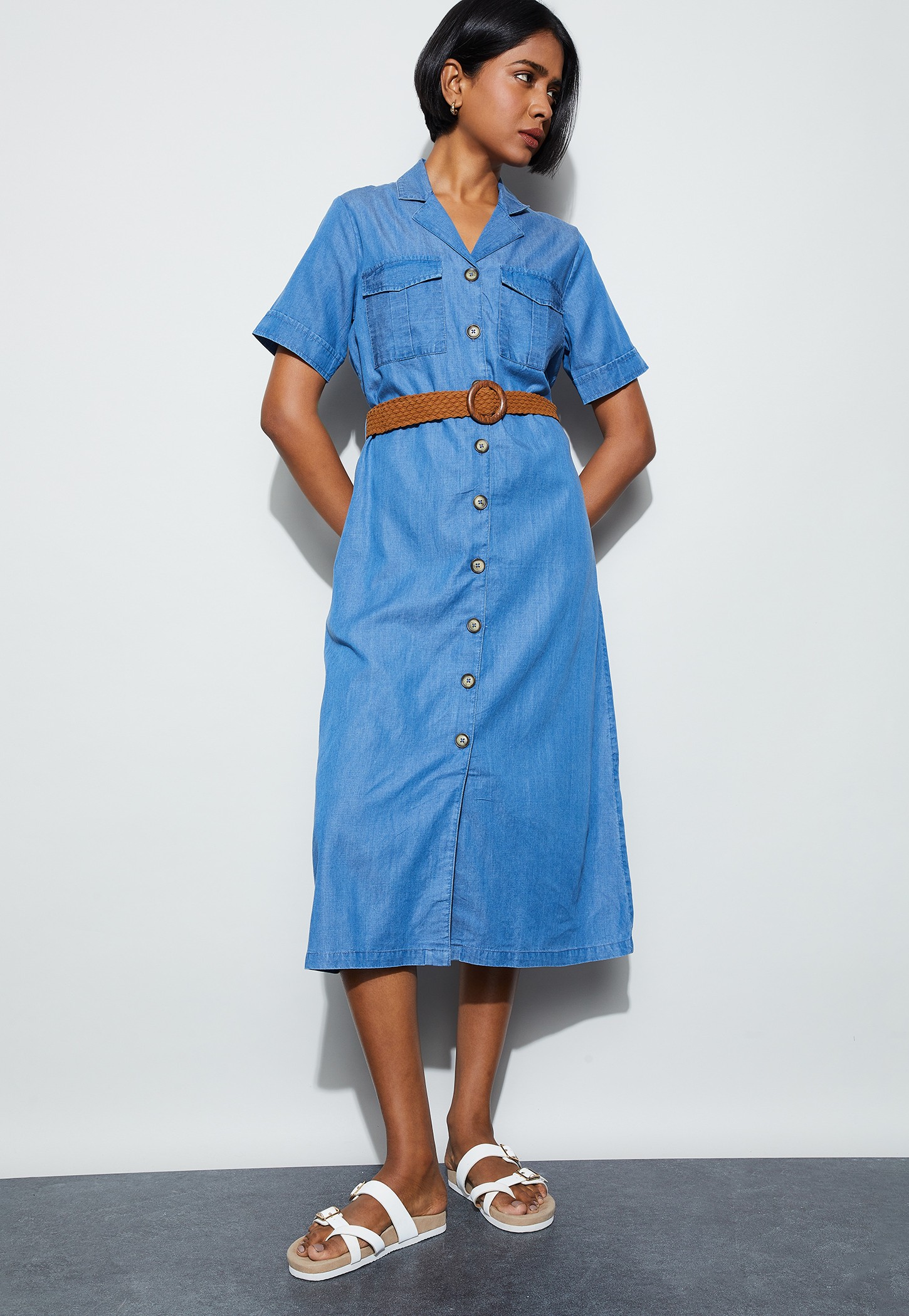 FAME FOREVER Solid Shirt Dress-image-30